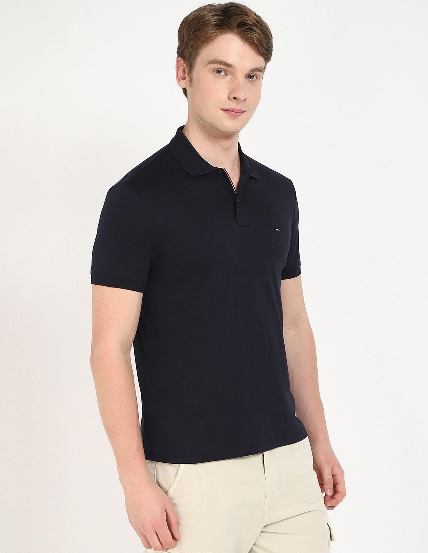 Tommy Hilfiger Solid Regular-Fit Cotton Polo Shirt