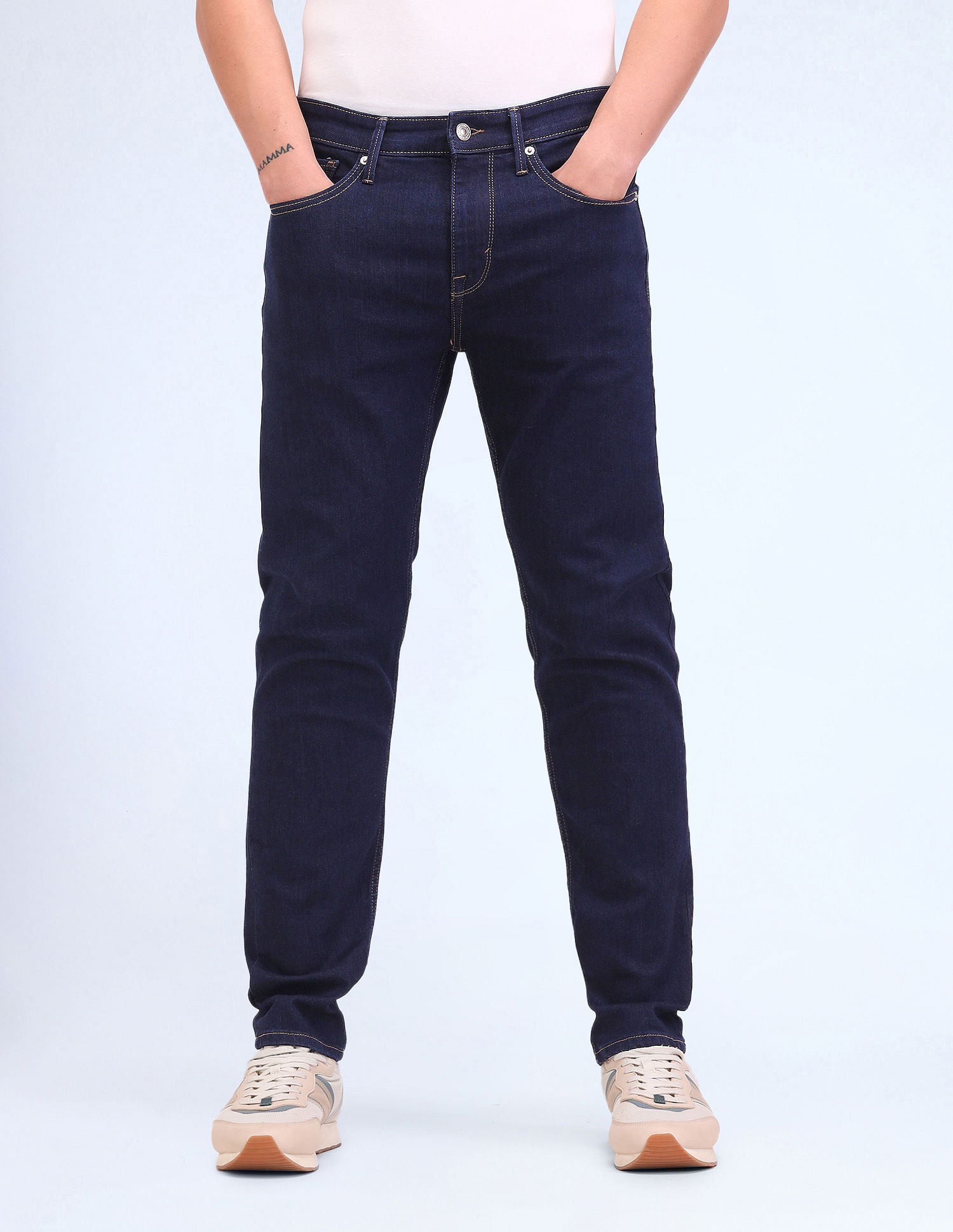 Flying Machine Slash Slim Tapered Fit Jeans