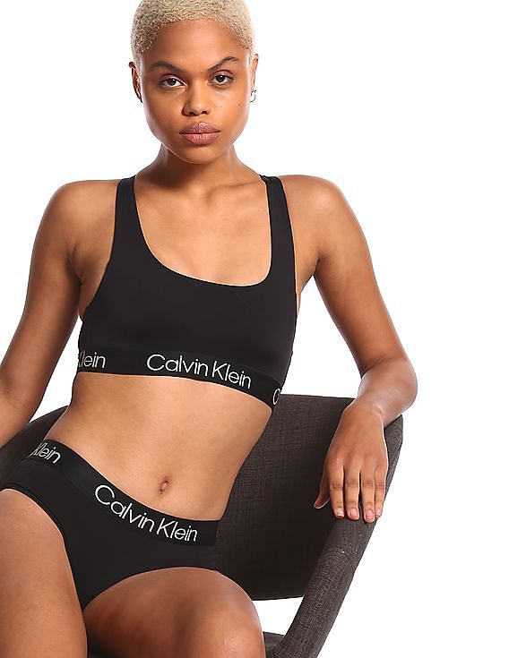 Buy Calvin Klein Underwear Women Black Solid Square Neck Sports Bra 