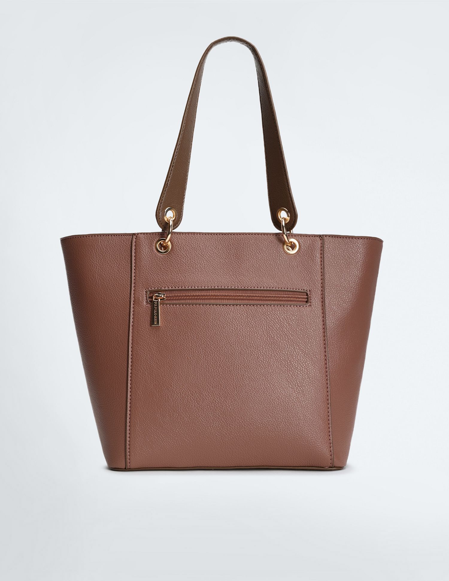 U.S. Polo Assn. Women Metallic Monogram Solid Tote Bag