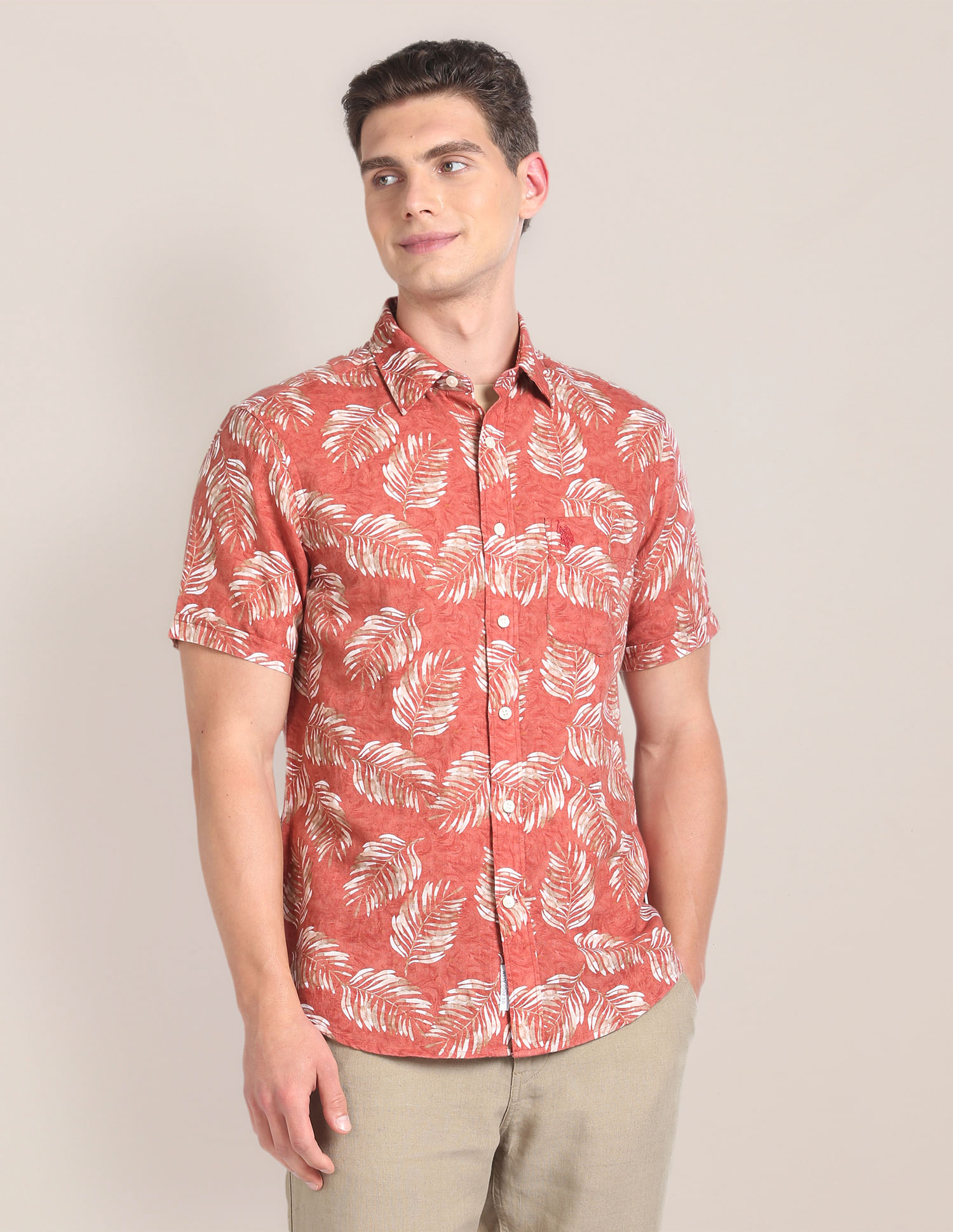U.S. Polo Assn. Tropical Print Linen Shirt