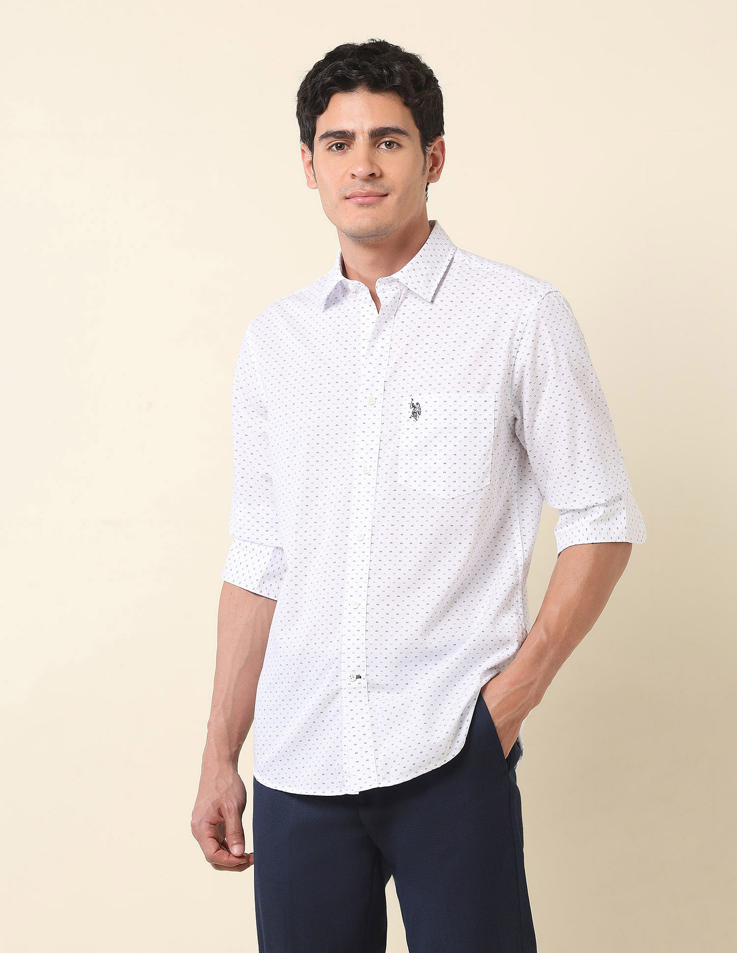 U.S. Polo Assn. Pure Cotton Geometric Printed Shirt