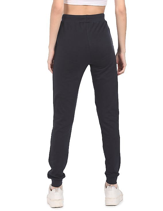Buy Flying Machine Women Mid Rise Solid Cotton Joggers - NNNOW.com