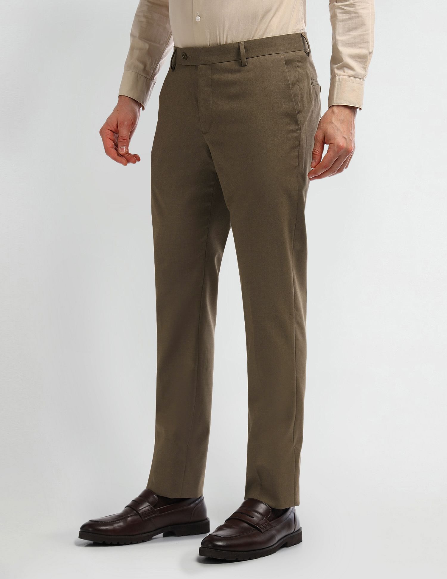 Arrow Mid Rise Carson Tapered Fit Trousers
