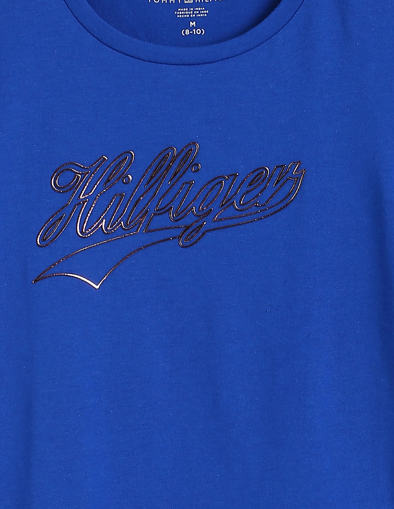 Tommy Hilfiger Kids Girls Brand Script Cotton T-Shirt