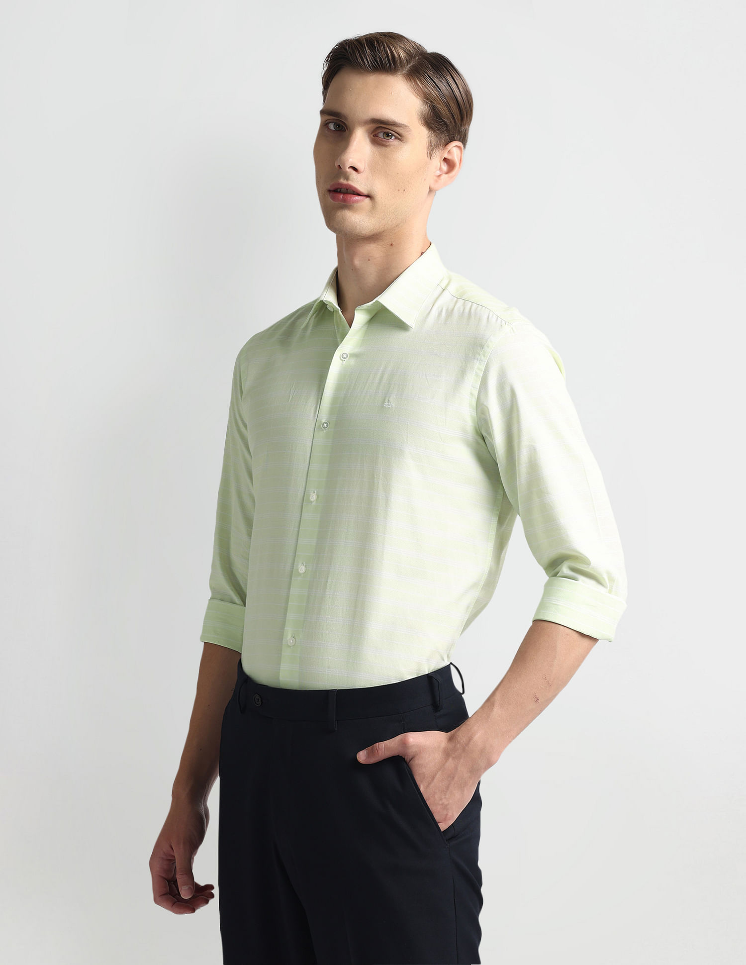 Arrow Newyork Horizontal Stripe Slim Fit Shirt
