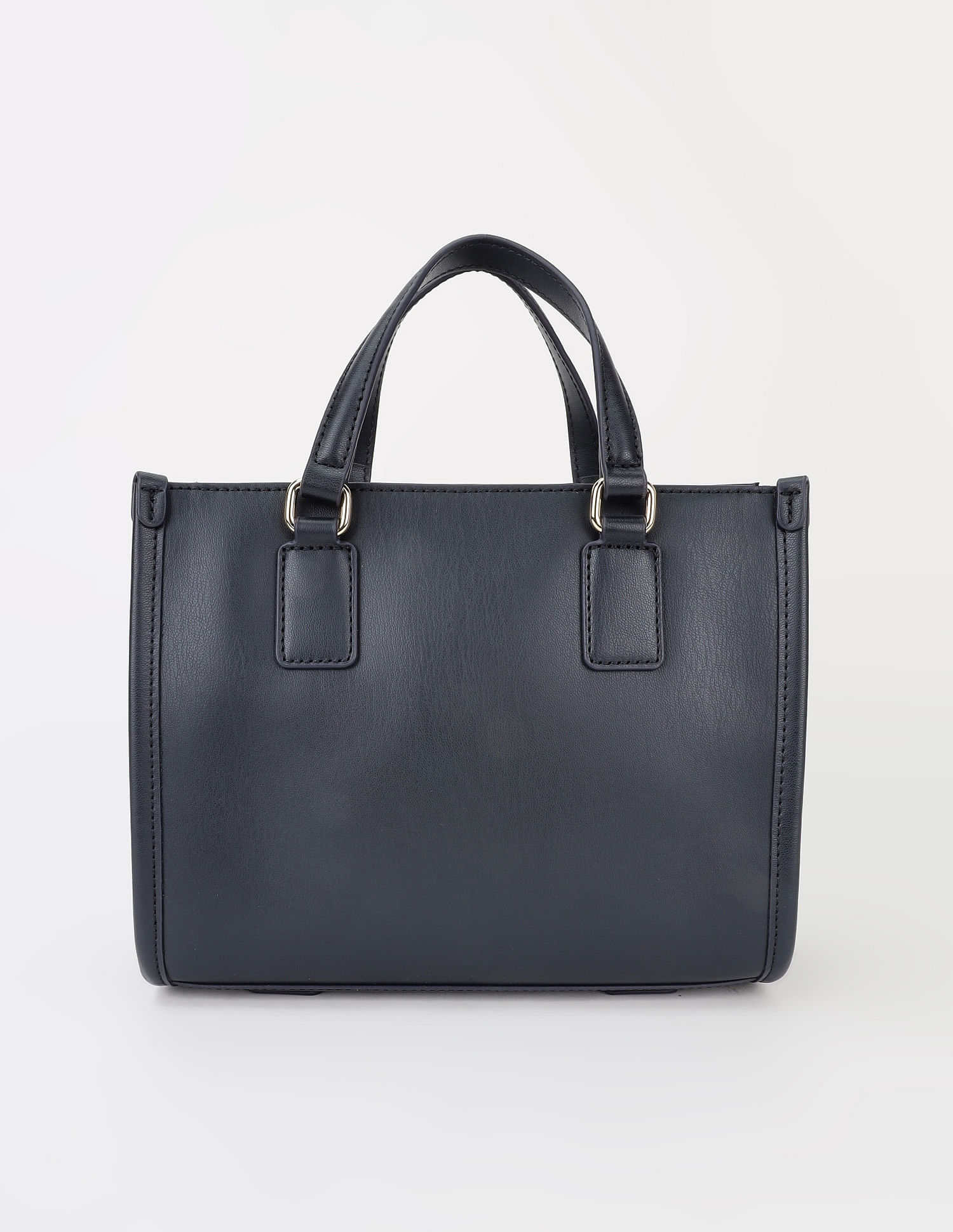 Tommy Hilfiger Solid Blue Pu Handbag