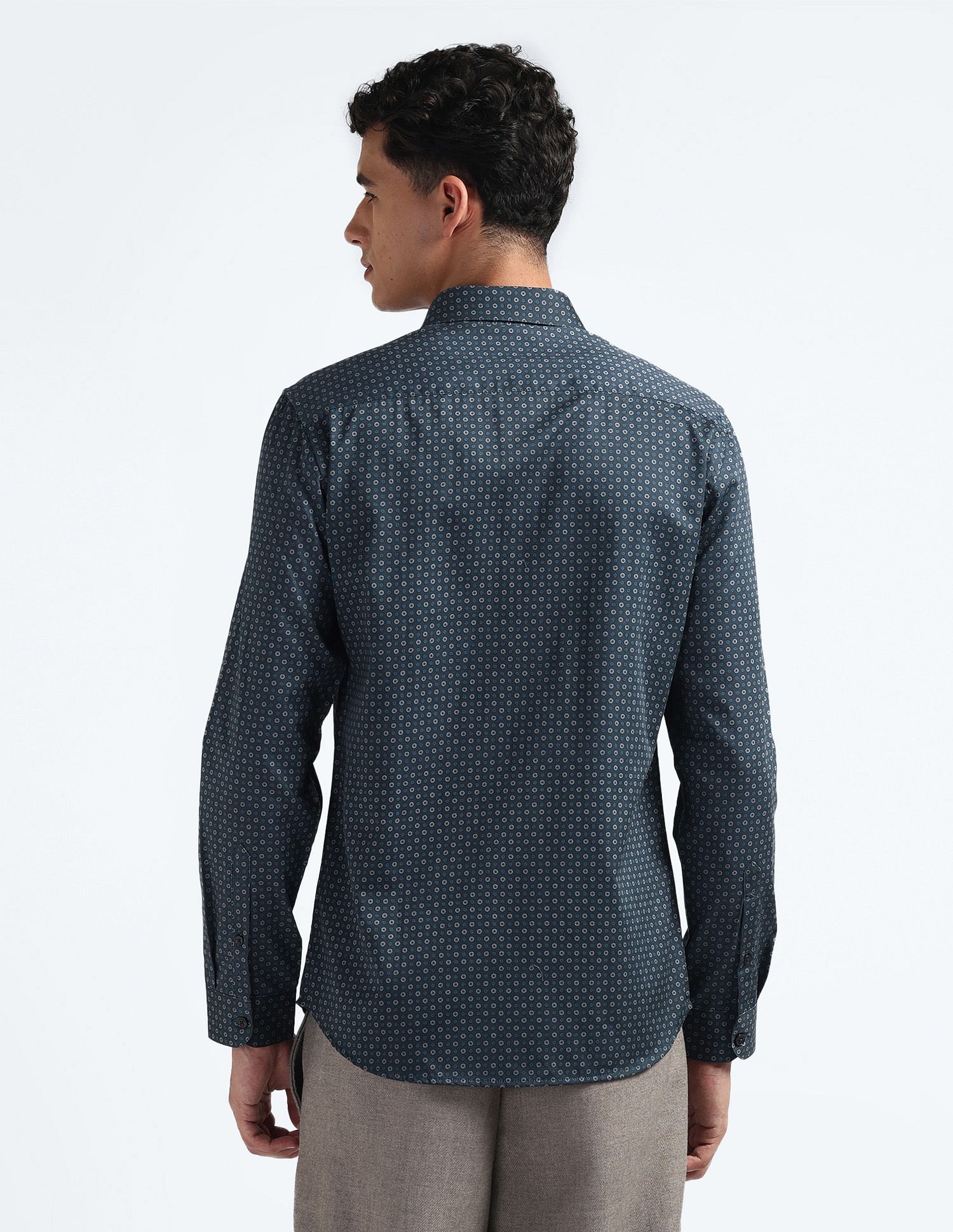 Flying Machine Geometric Print Cotton Shirt