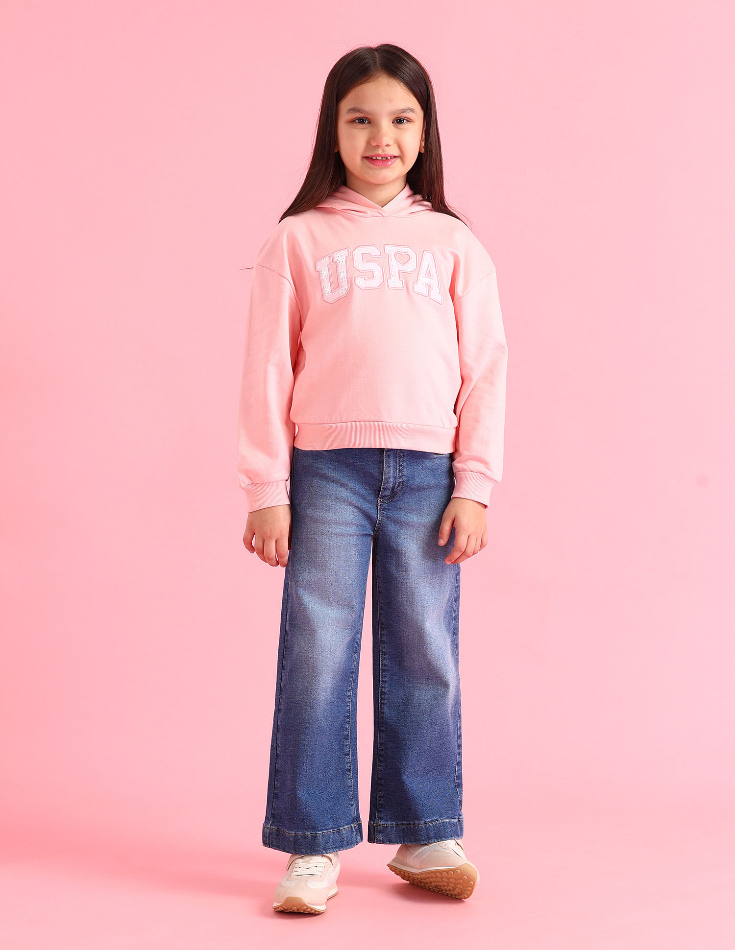 U.S. Polo Assn. Kids Girls Brand Printed Regular Fit Sweatshirt