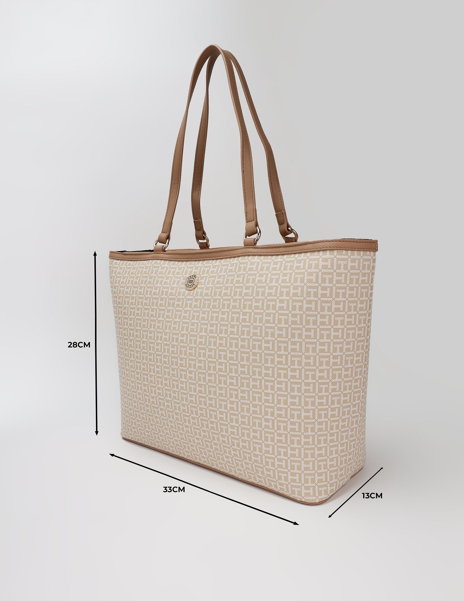 Tommy Hilfiger Logo Beige Pvc Tote Bag