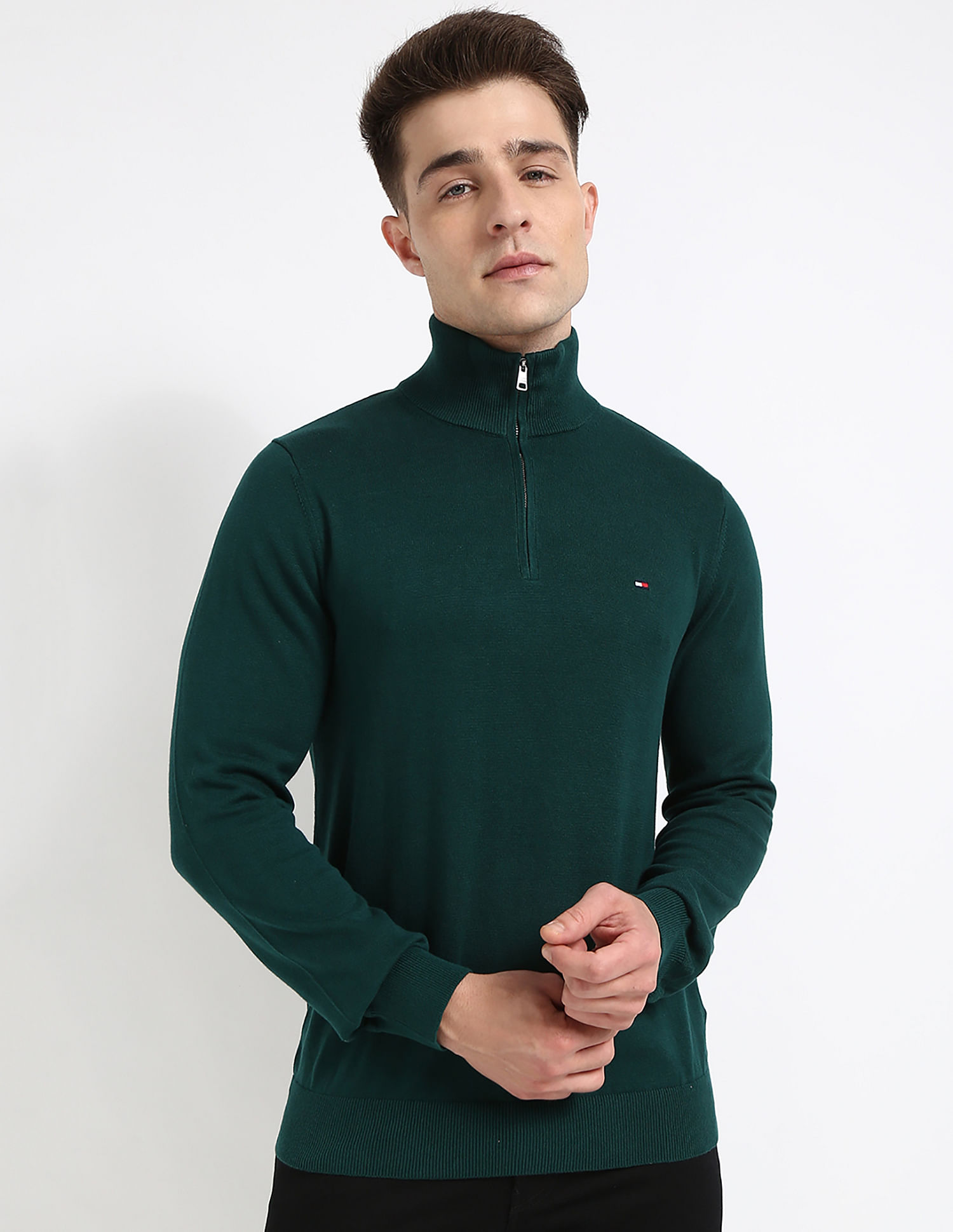 Tommy Hilfiger Solid Regular-Fit Cotton Sweater