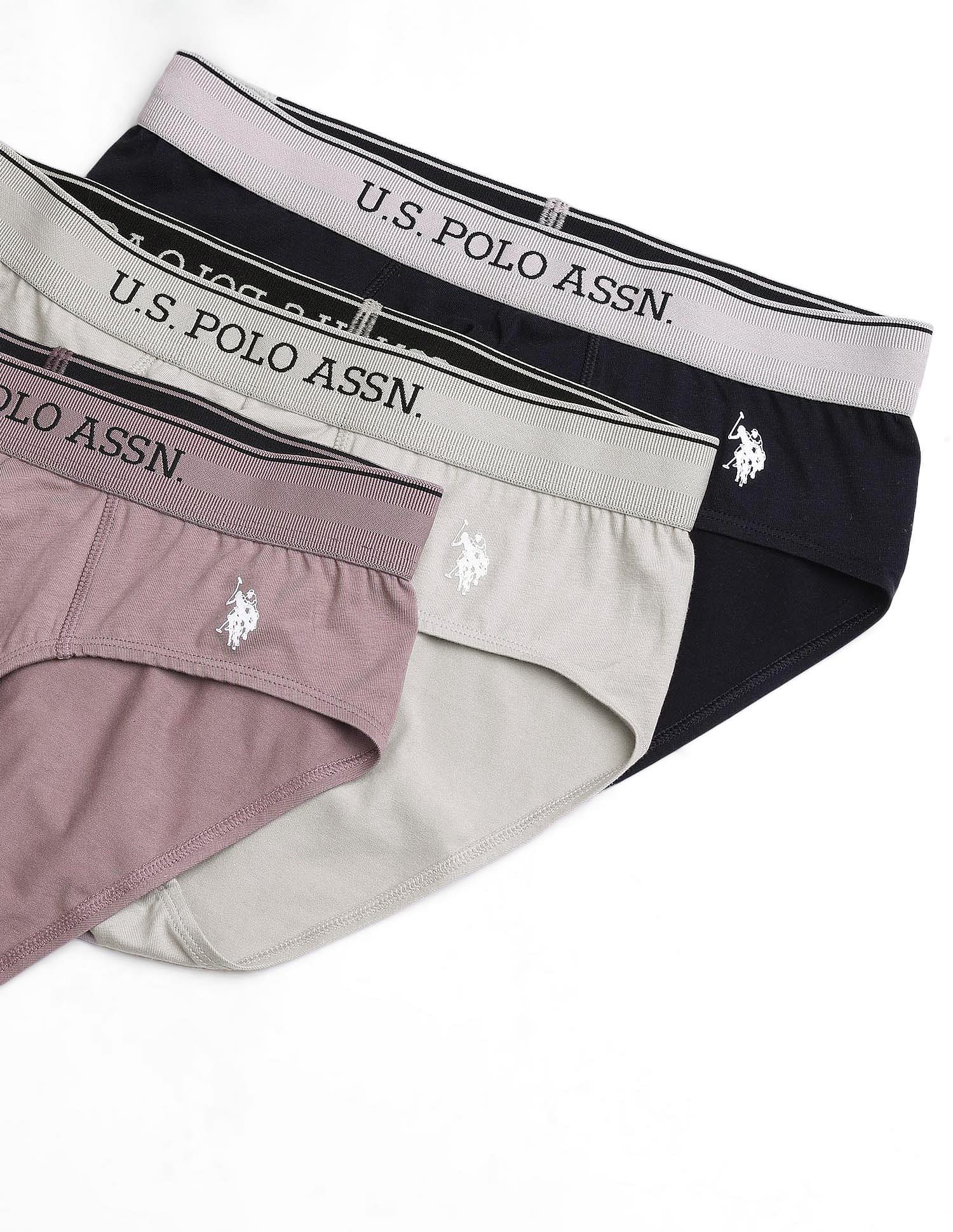 U.S. Polo Assn. Solid Low Rise OEB15 Briefs - Pack Of 3