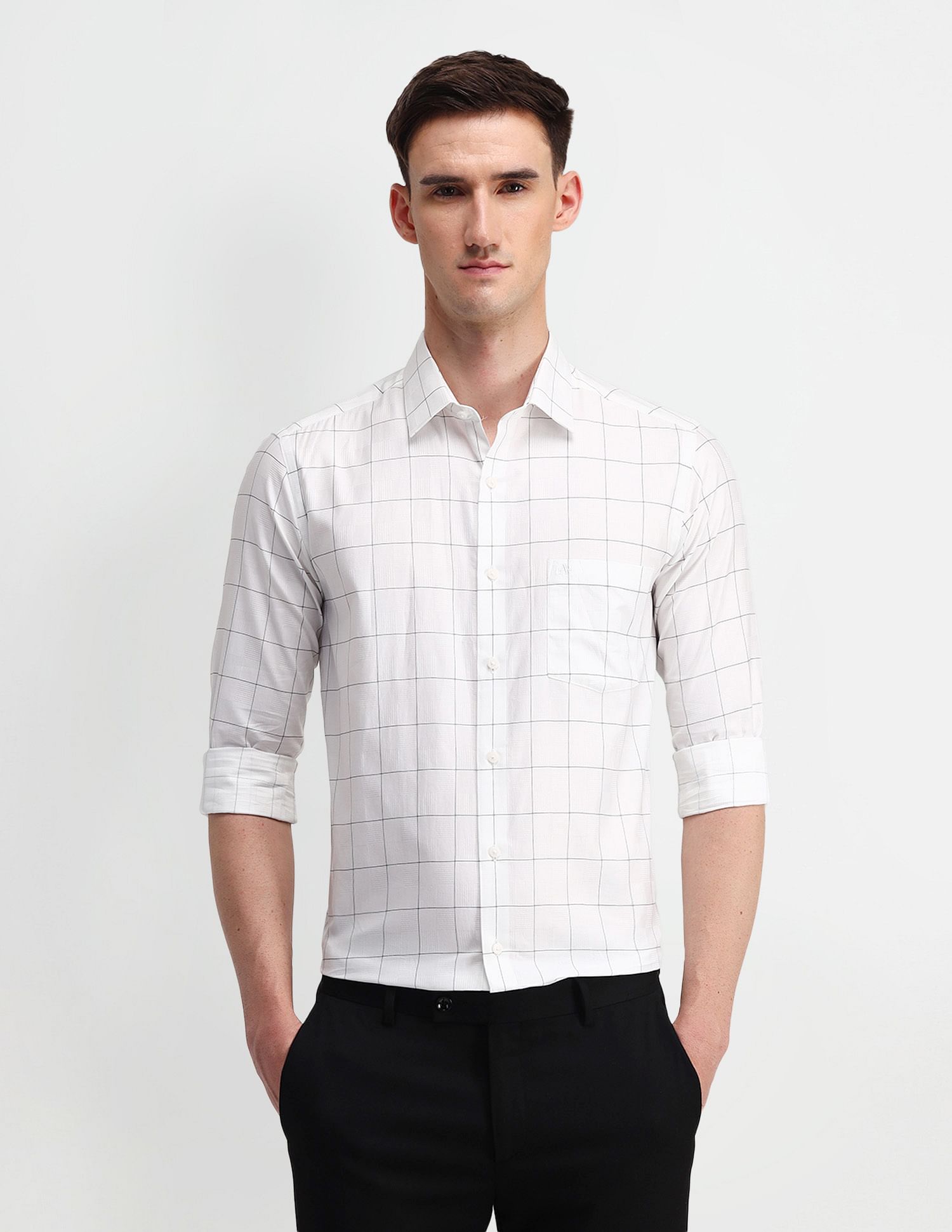 Arrow Windowpane Checks Manhattan Slim Fit Shirt