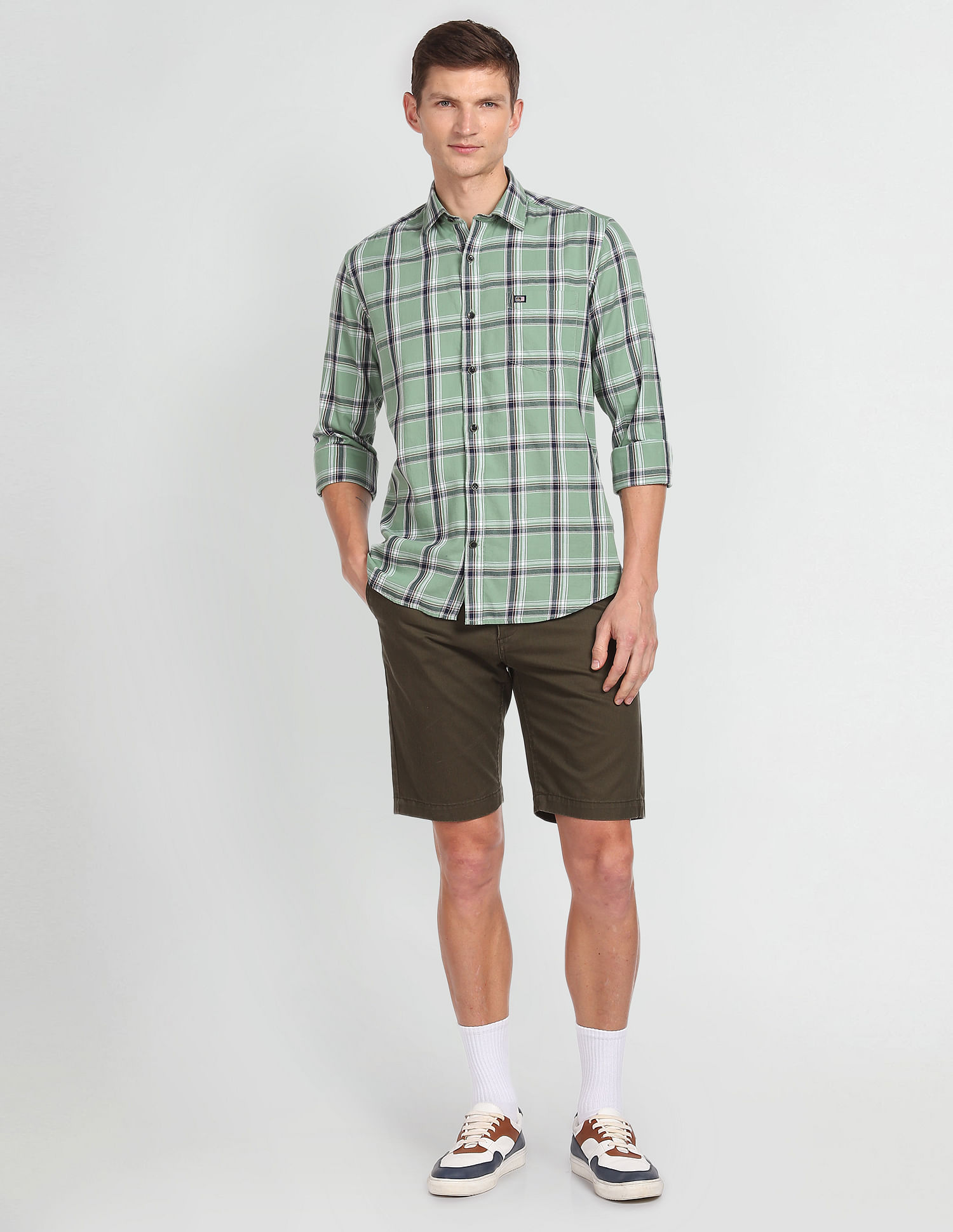 Arrow Sports Tartan Check Twill Casual Shirt