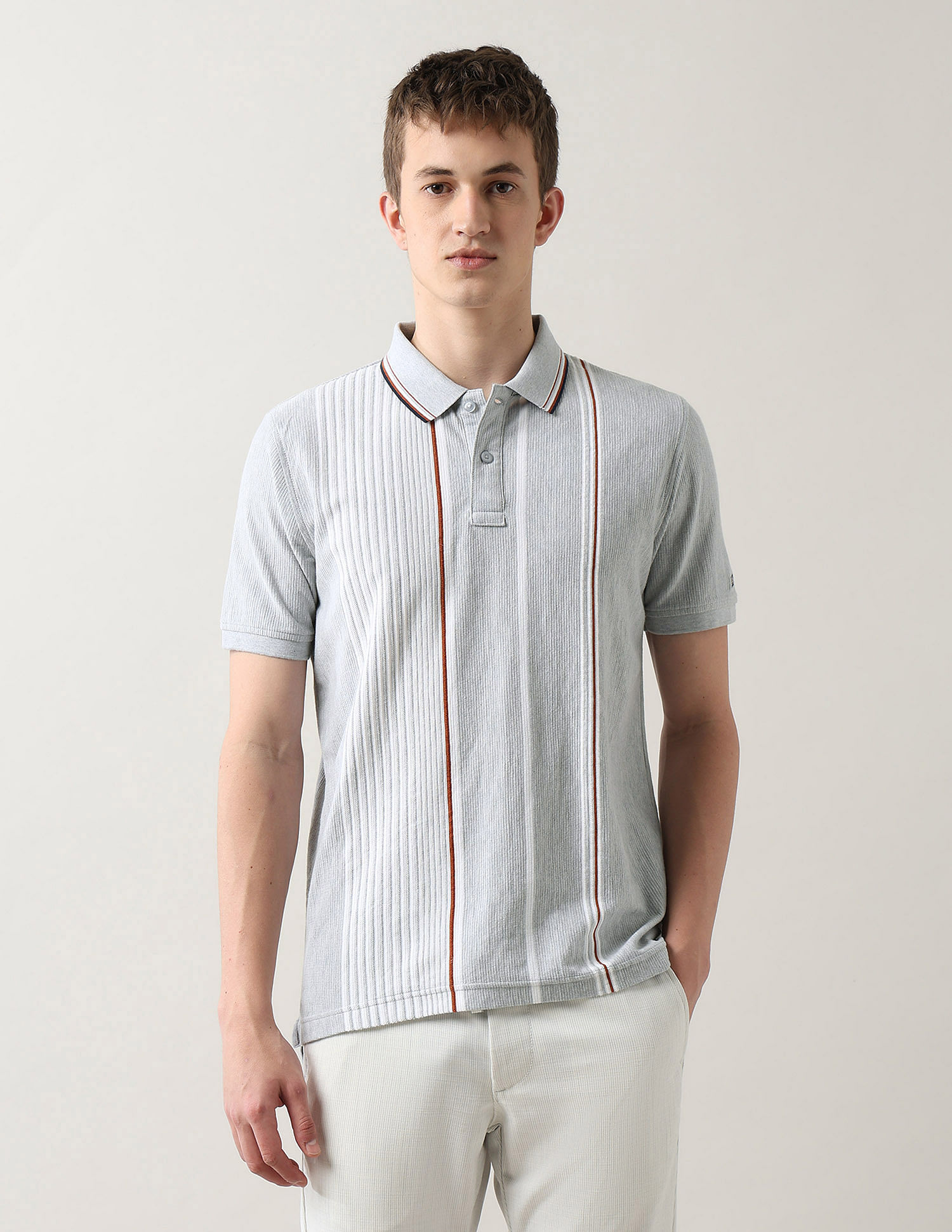 Arrow Sport Vertical Striped Regular Fit Polo Shirt