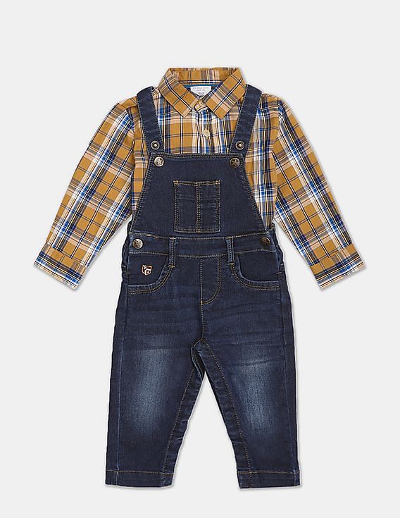 Buy MAVILLA GARMENTS Unisex Baby Boy's Baby Girl's Teddy Bear Denim Dungaree  Set with T-Shirt For 0-6 6-12 Months Baby || Baby Boy Dresses || Clothes  for New Born Baby. (6-9 Months,