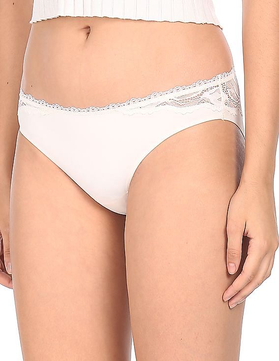 Buy Calvin Klein Underwear Women White Elasticized Waistband Lace