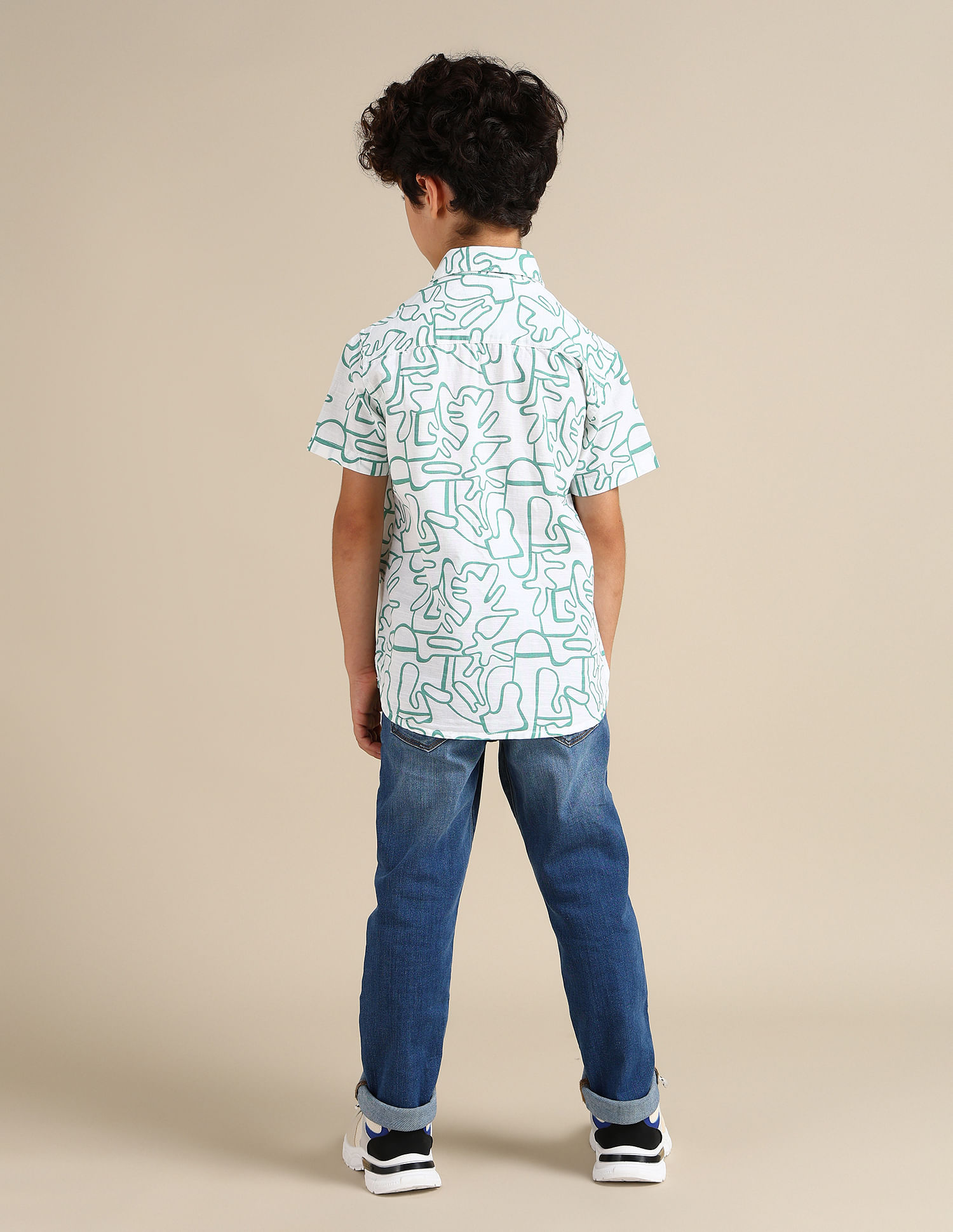U.S. Polo Assn. Kids Boys Regular Fit Abstract Printed Shirt