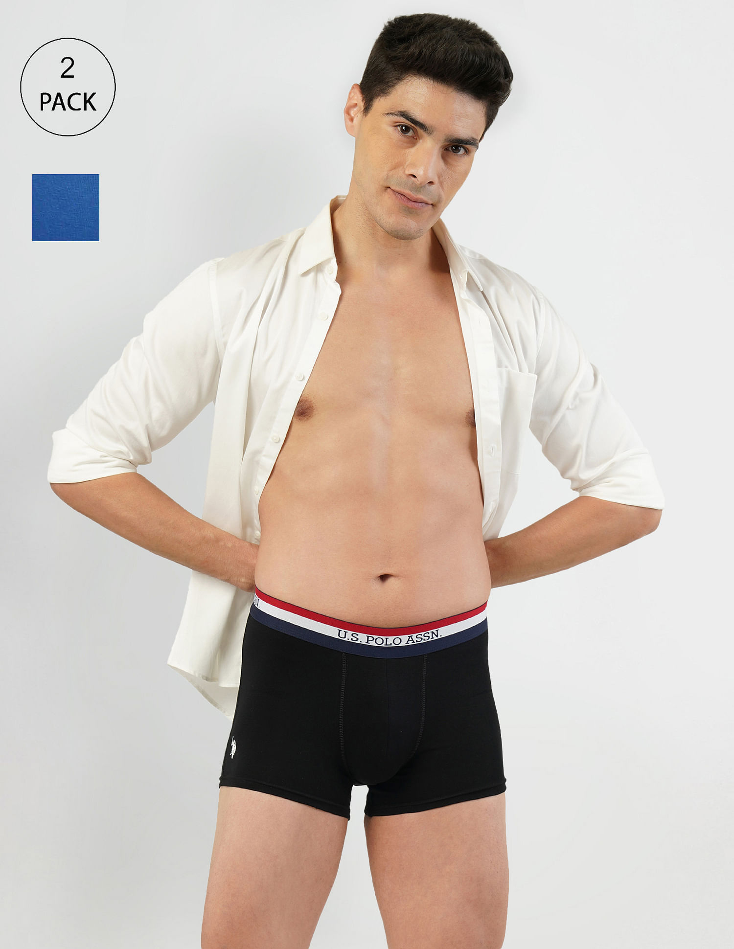 Buy USPA Innerwear Solid Antibacterial ET002 Trunks - Pack Of 2 - NNNOW.com