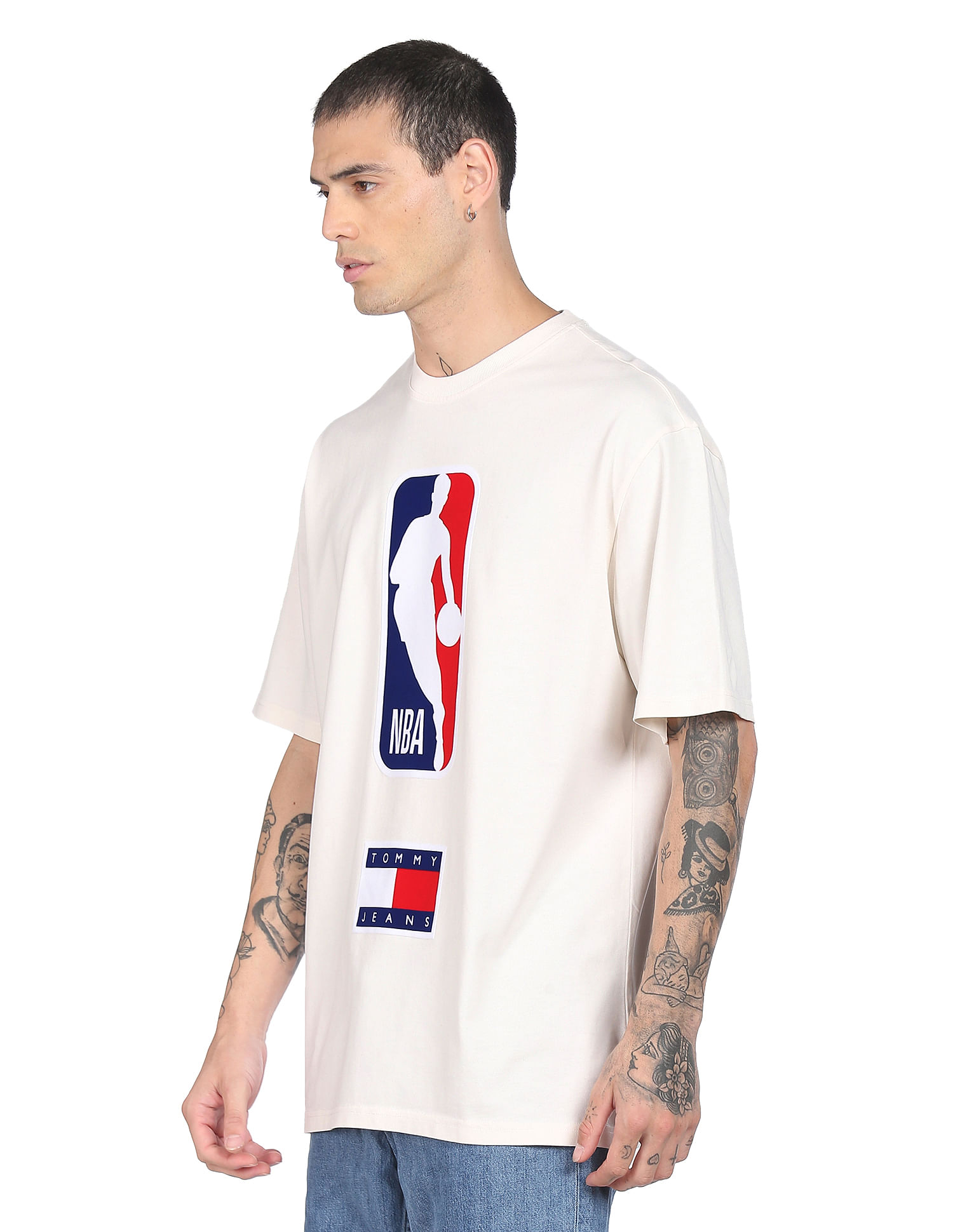 Buy Tommy Hilfiger Tommy Hilfiger X NBA Men Off White Brand Applique Cotton  T-Shirt 
