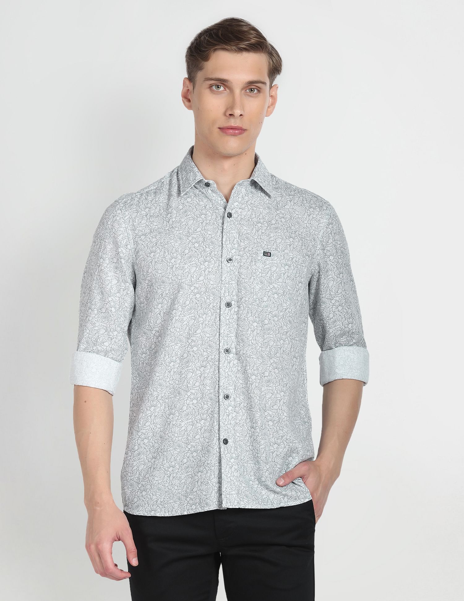 Arrow Sports Spread Collar Floral Print Shirt