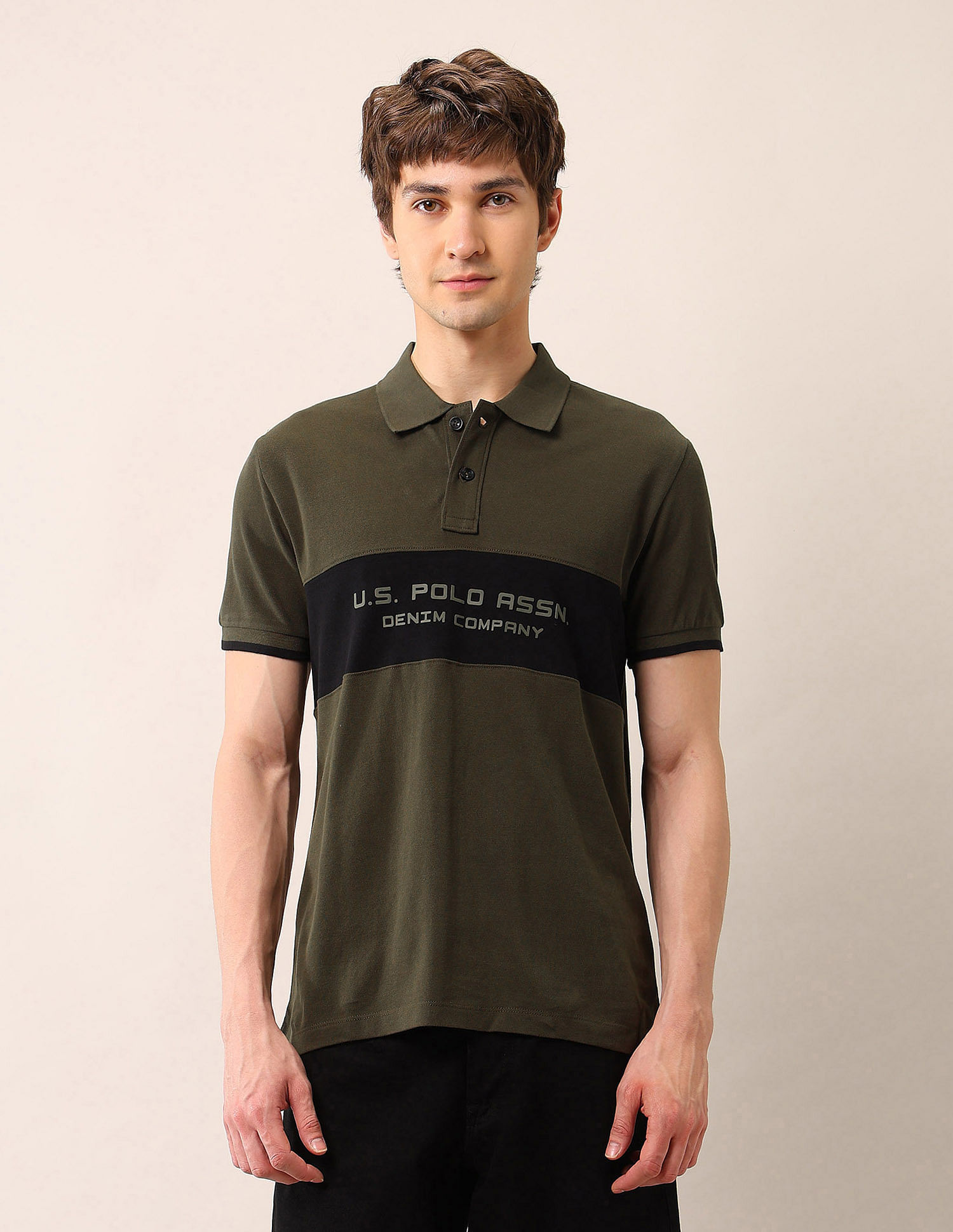 U.S. Polo Assn. Denim Co. Brand Printed Pure Cotton Polo Shirt