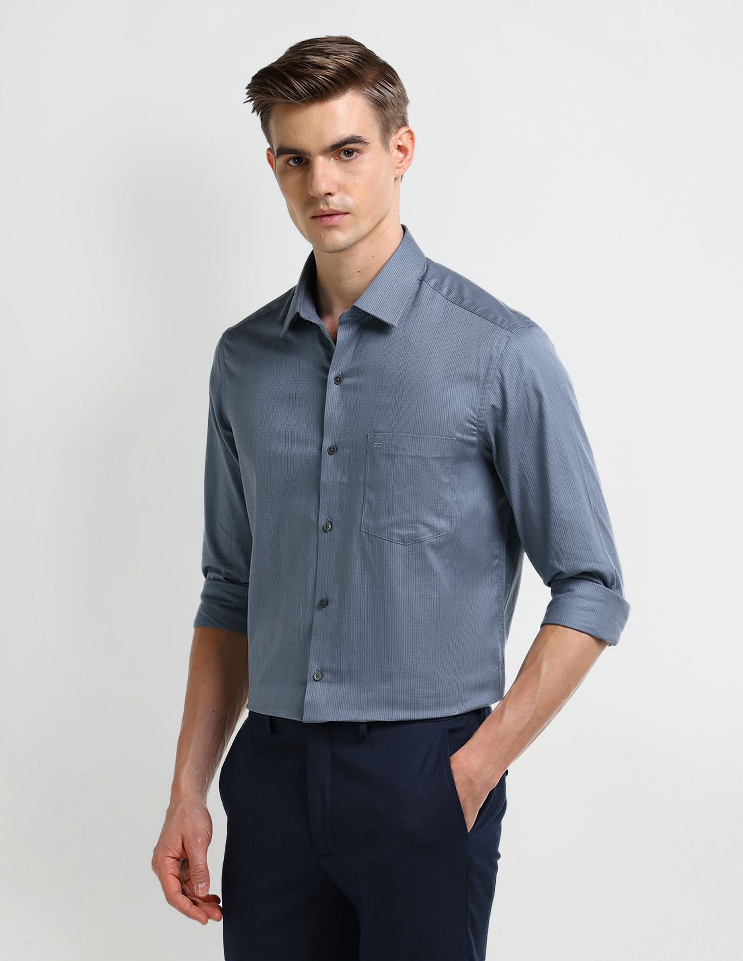 Arrow Manhattan Slim Self-design Dobby Shirt