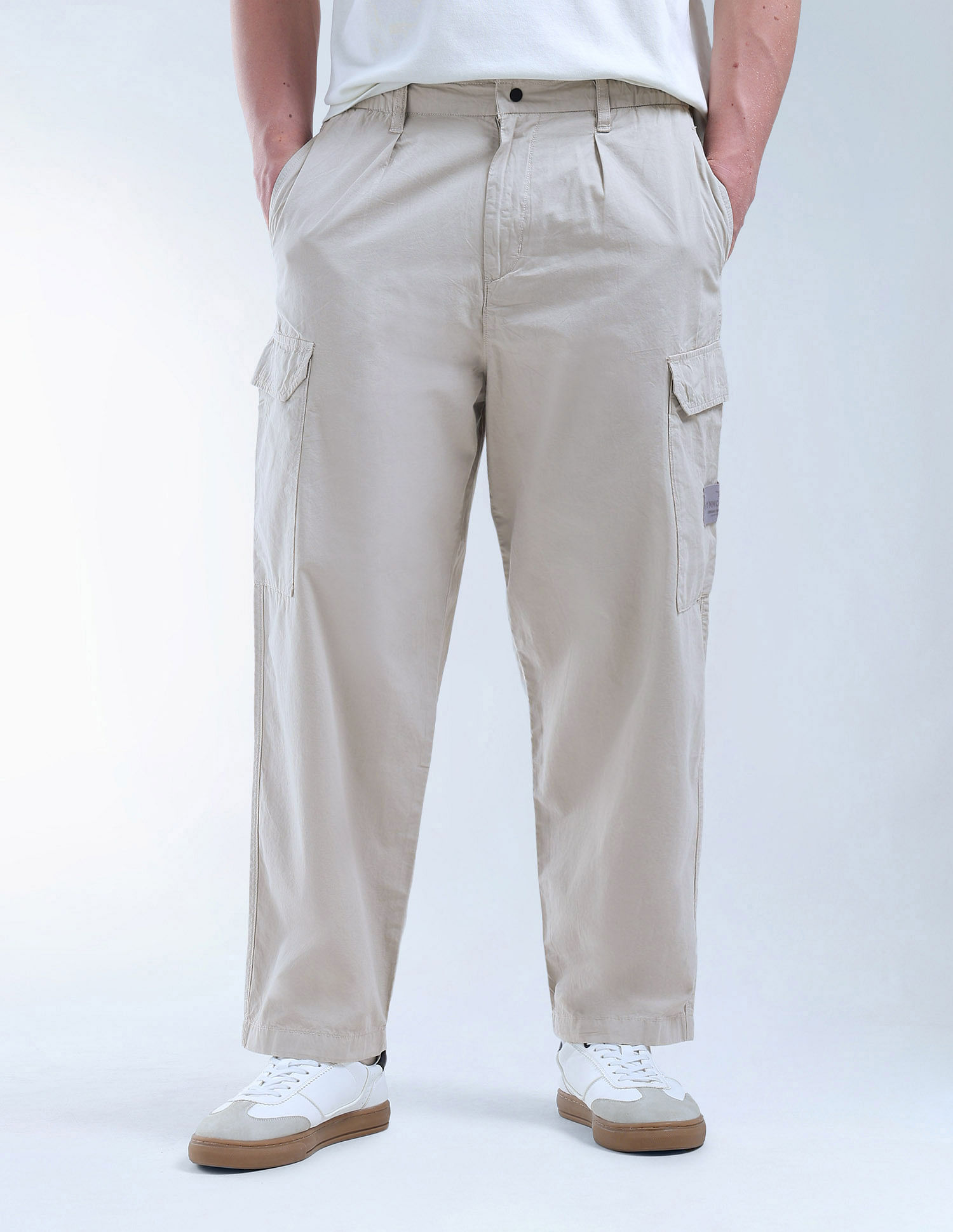 Flying Machine Cobain Loose Fit Pleated Front Cargos