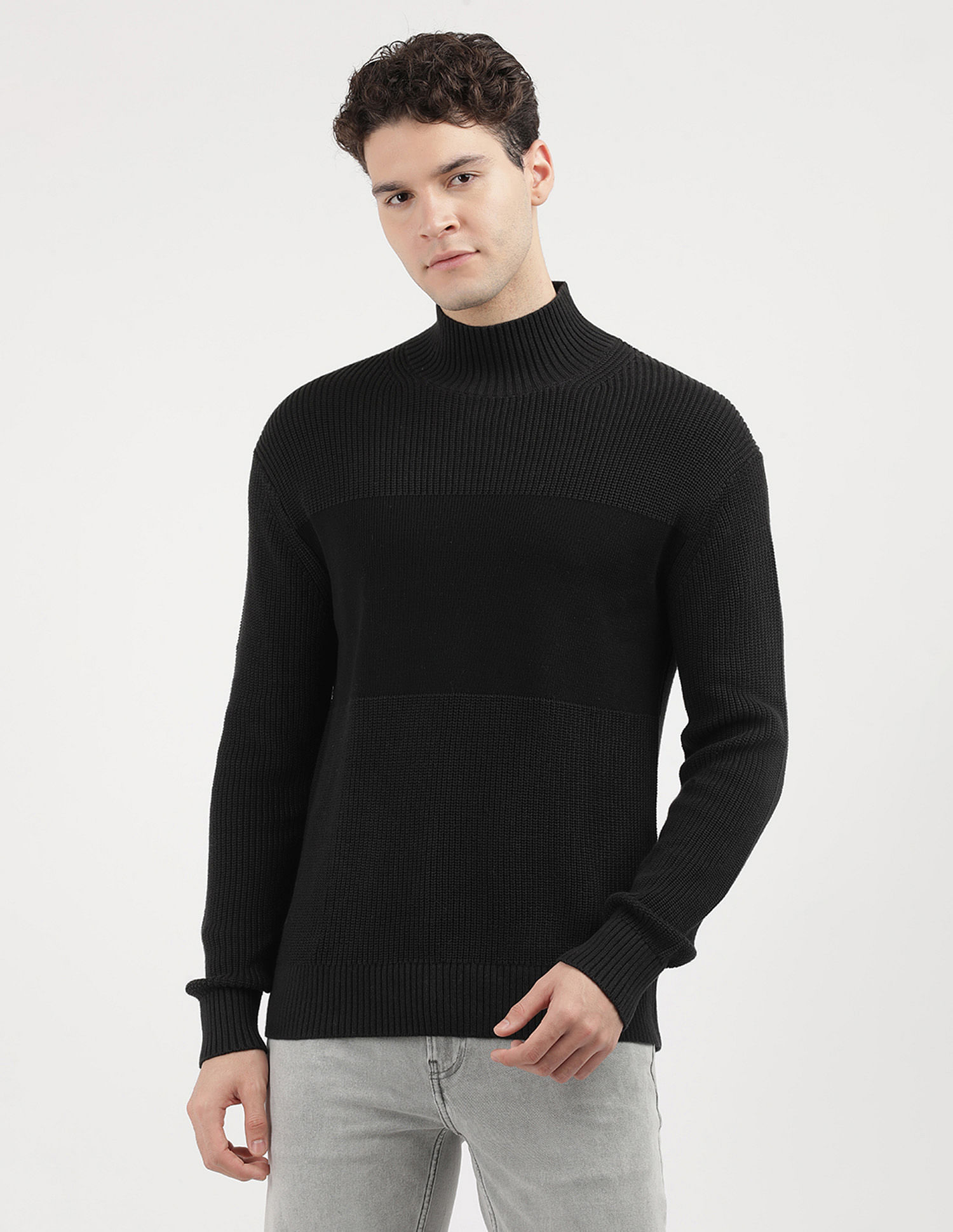 Calvin Klein Jeans Mixed Stitch High Neck Sweater