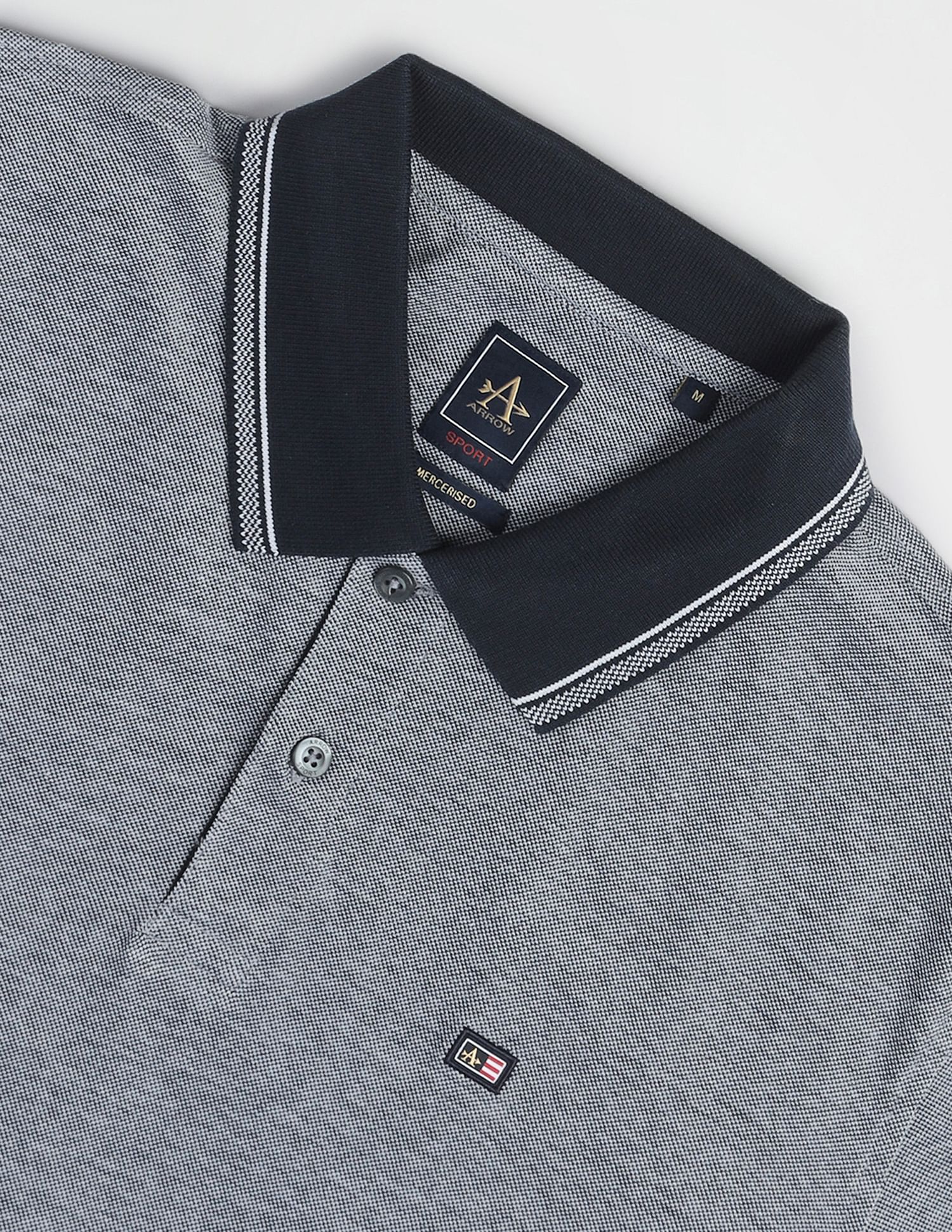 Arrow Sports Patterned Collar Heathered Polo Shirt