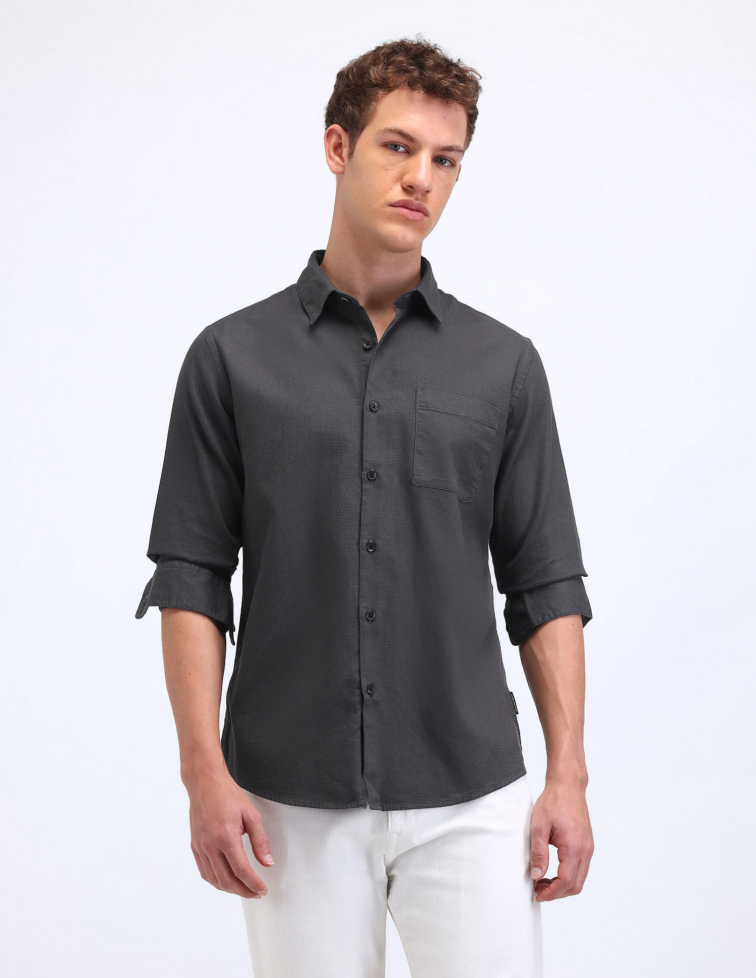 Flying Machine Textured Slim Fit Shirt