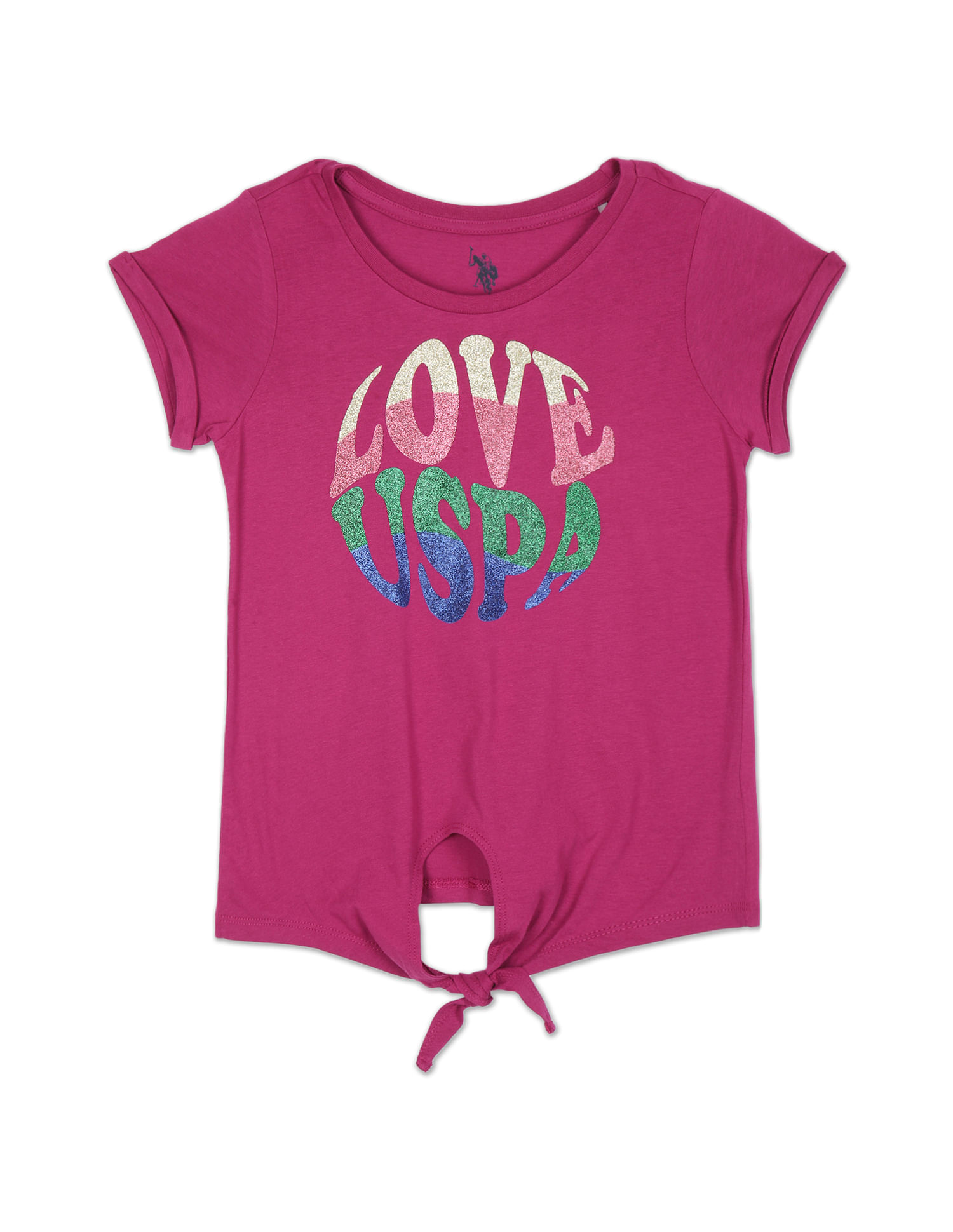 U.S. Polo Assn. Kids Girls Tie Up Cotton T-Shirt