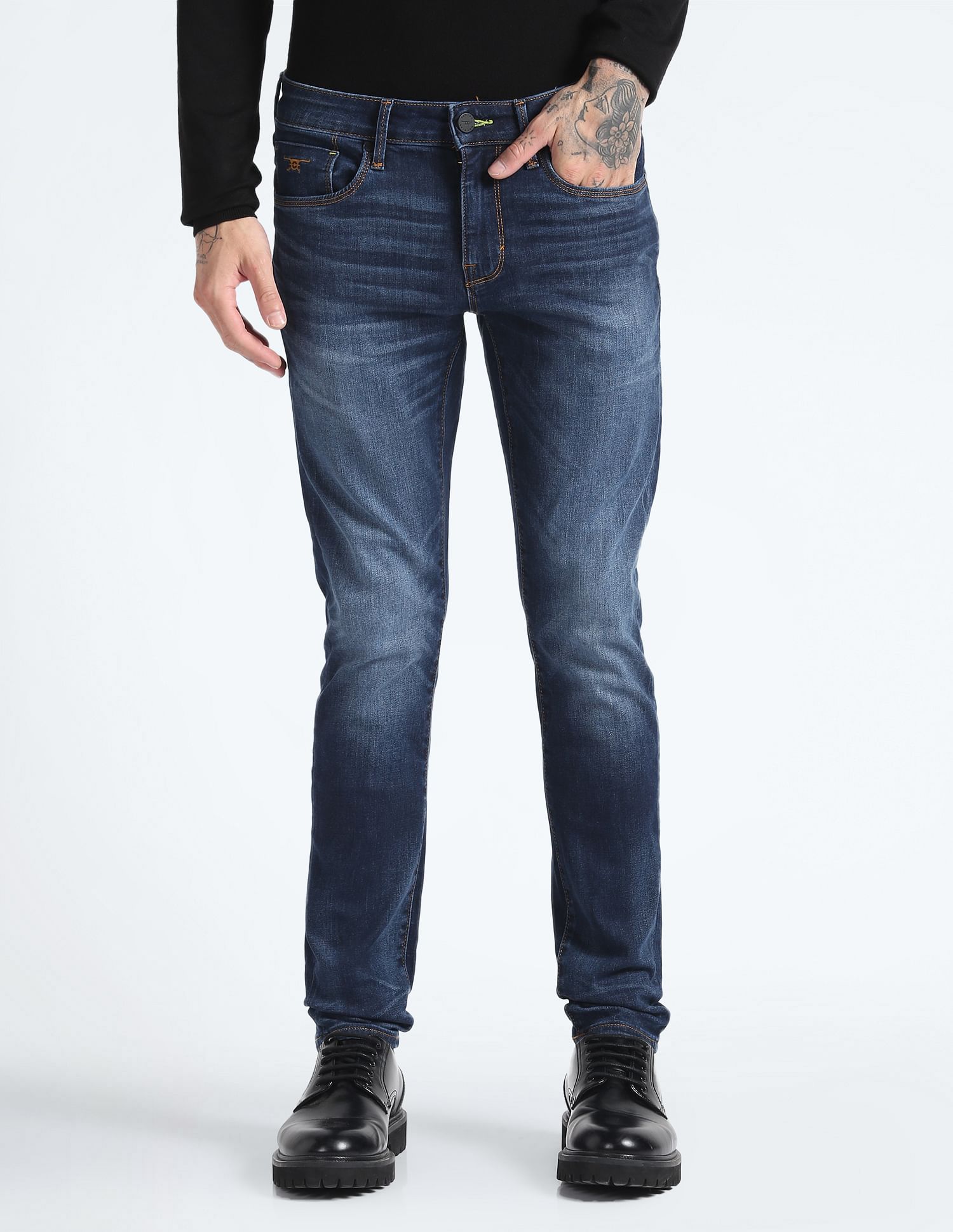 Flying Machine Jackson Super Slim Fit Stone Wash Jeans