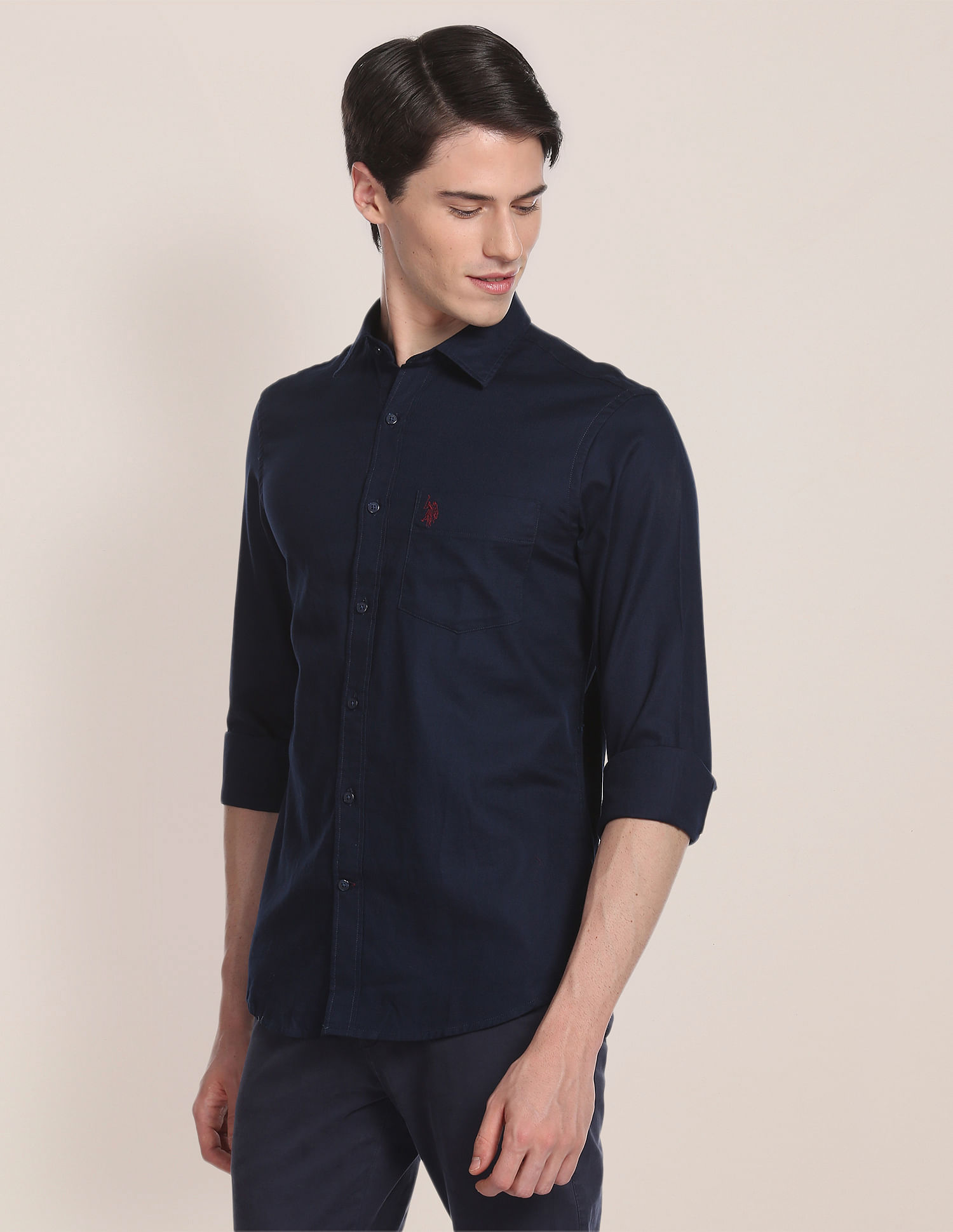 U.S. Polo Assn. Birdseye Dobby Textured Solid Shirt
