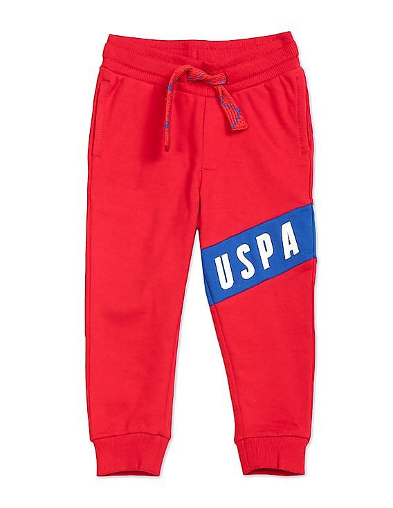 U.S. Polo Assn. Kids Drawstring Waist Brand Print Track Pants