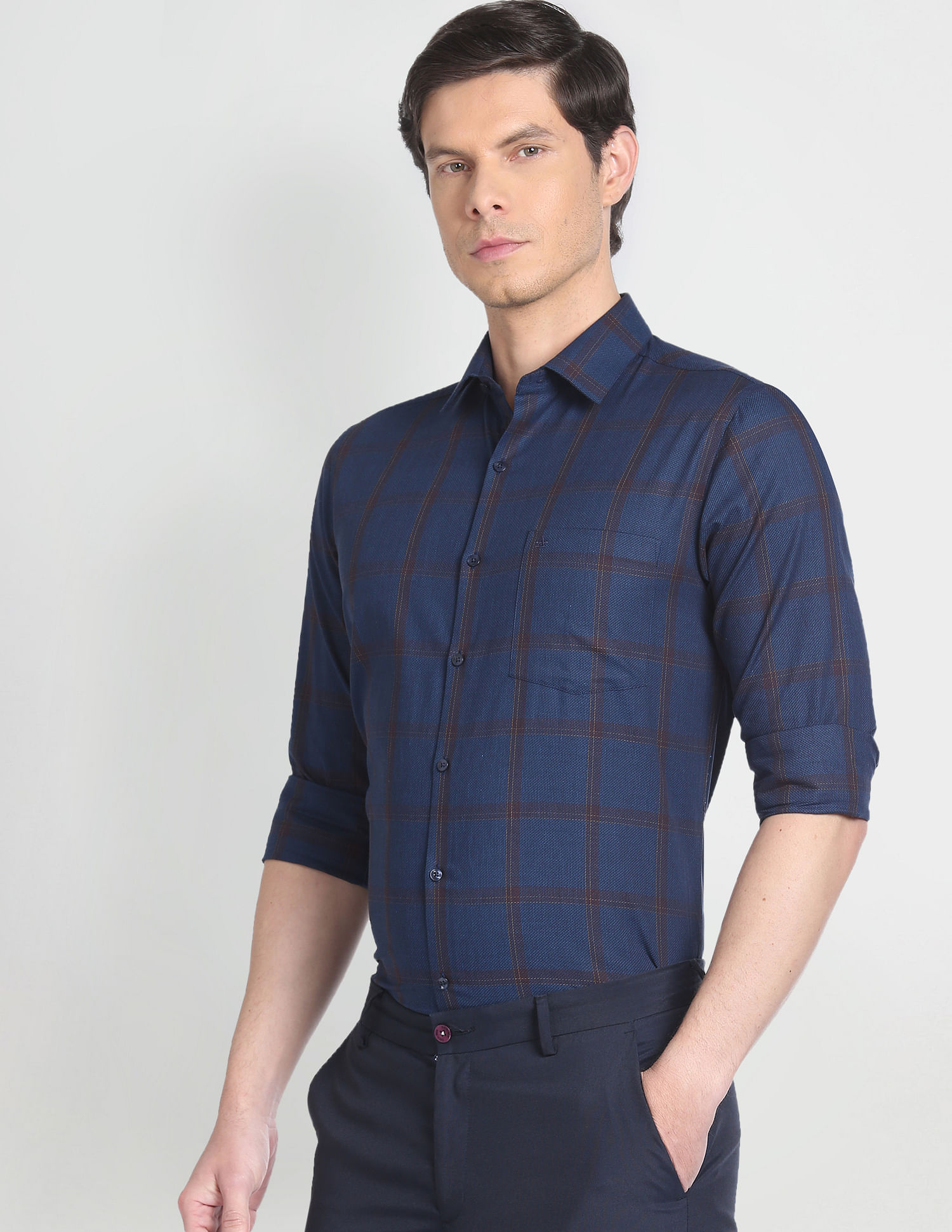 Arrow Patterned Tartan Formal Shirt