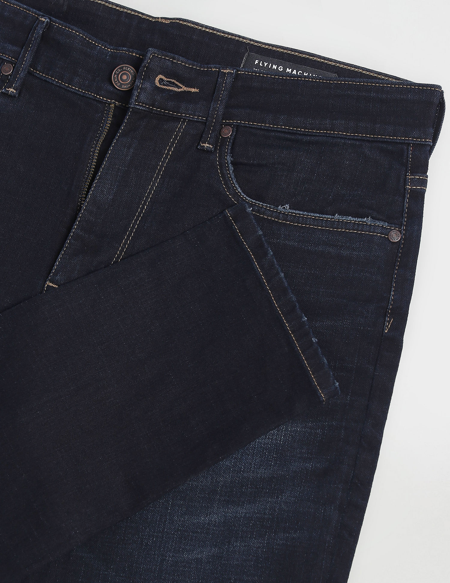 Dark-wash tapered-fit jeans