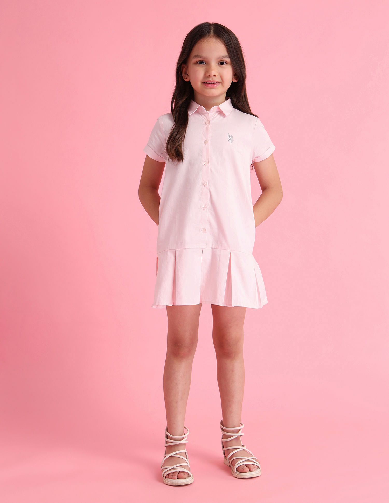 U.S. Polo Assn. Kids Girls Solid A-Line Dress