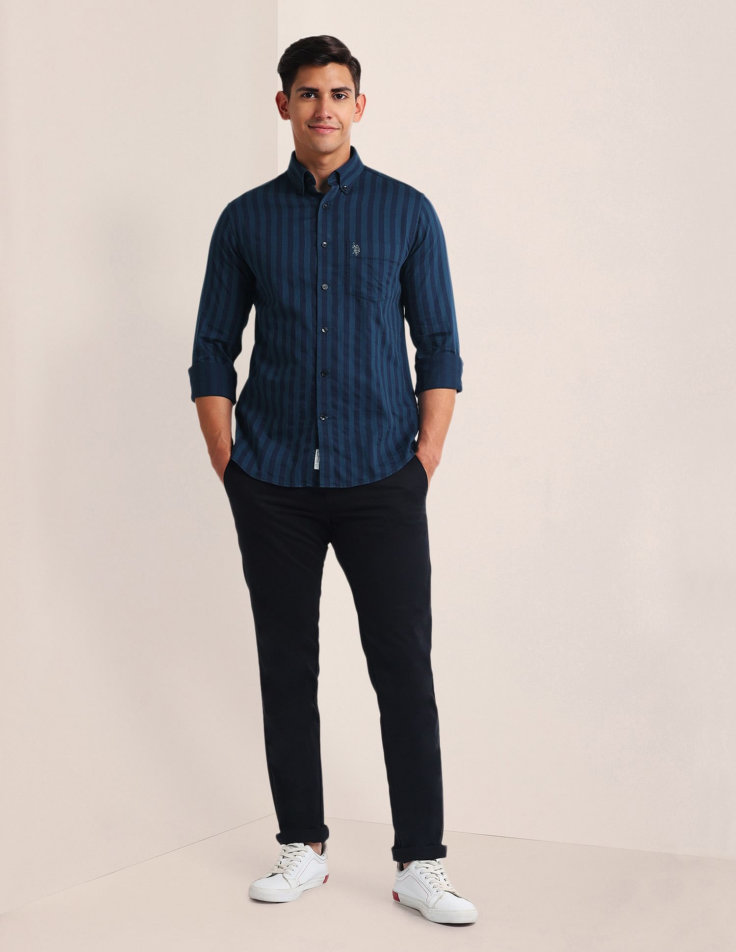 U.S. Polo Assn. Button Down Collar Vertical Stripe Shirt