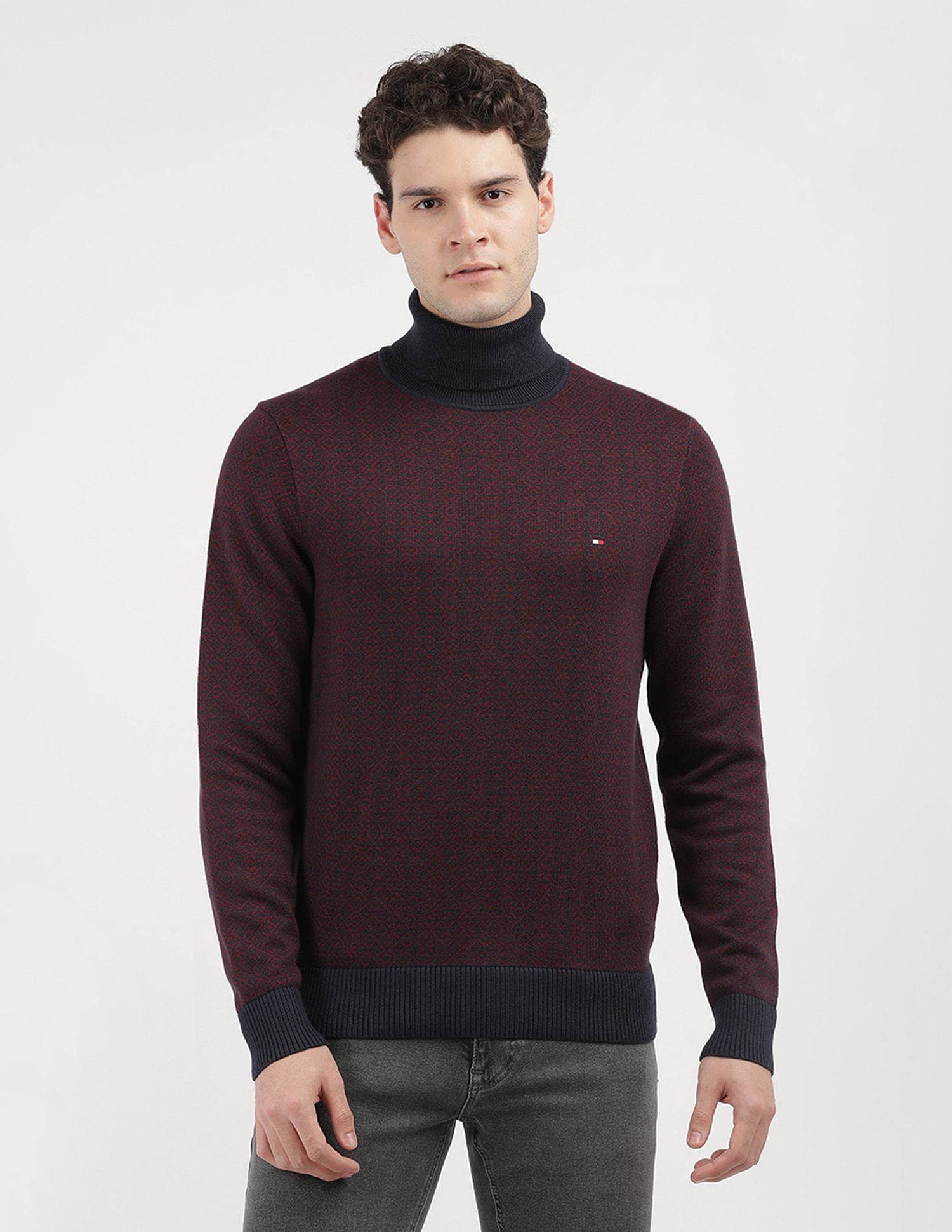 Tommy Hilfiger Gifting 2 Tone Fairisle Roll Neck Sweater