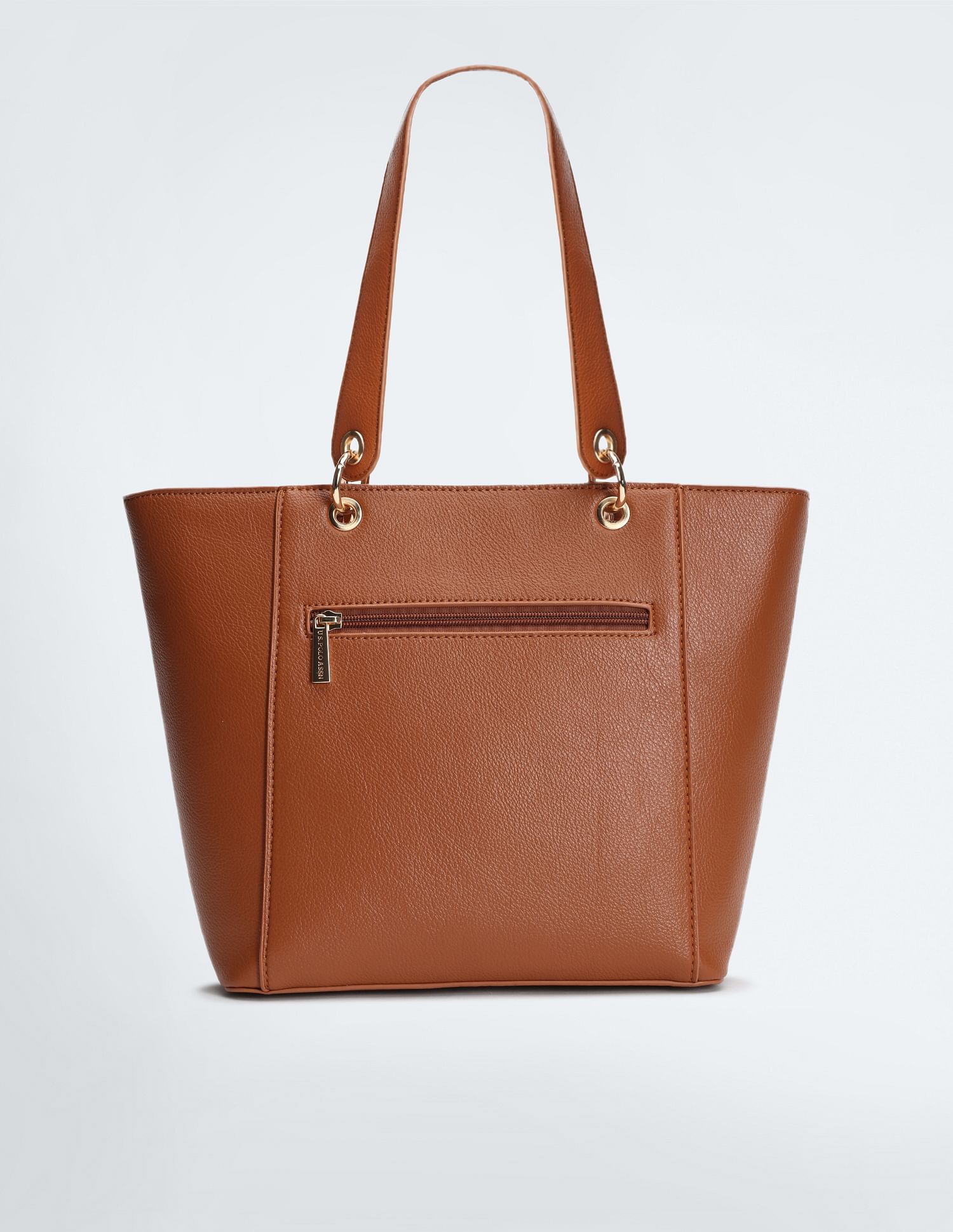 U.S. Polo Assn. Women Metallic Monogram Solid Tote Bag