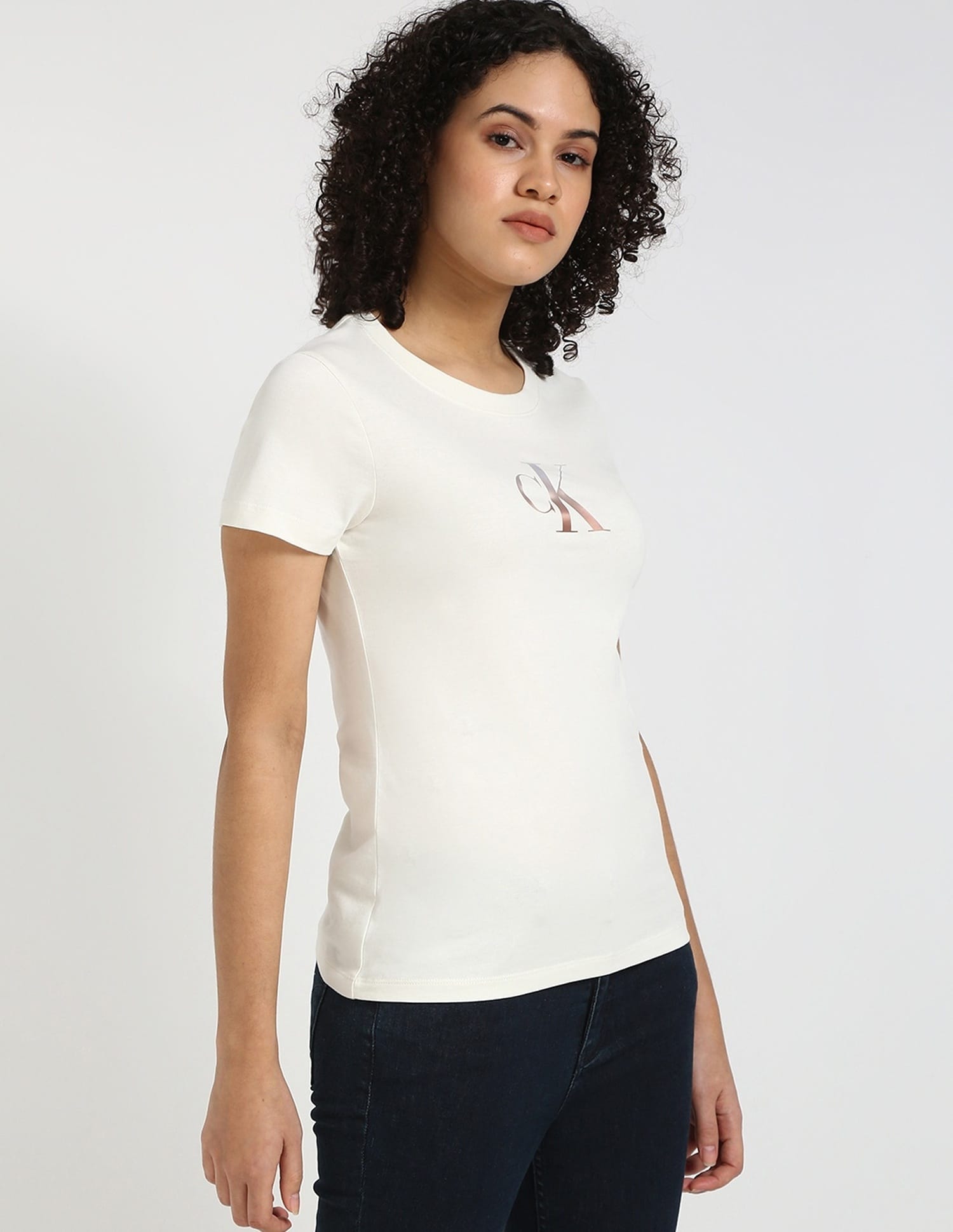 Buy Calvin Klein Jeans Womens Slim Fit White T-Shirt