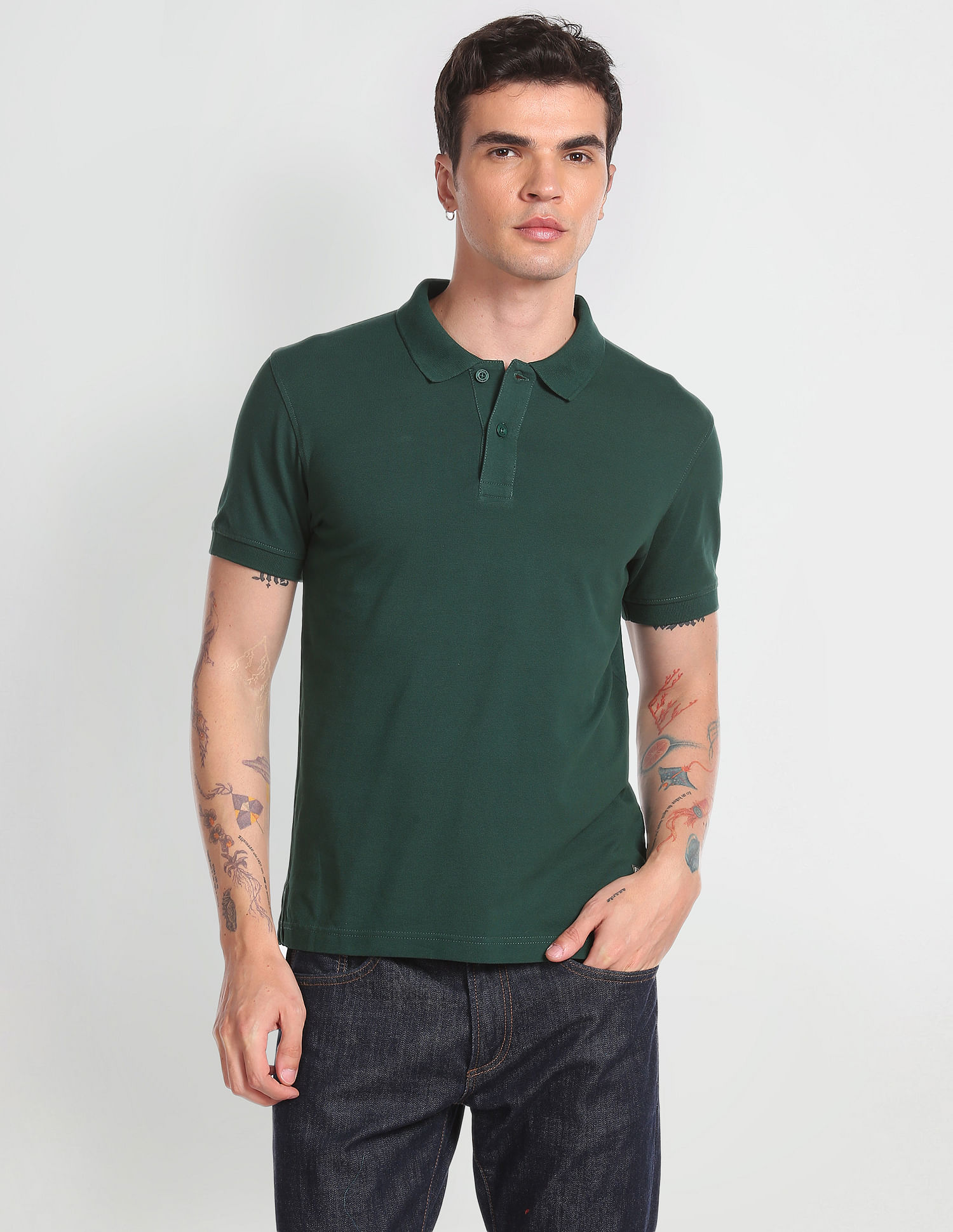Flying Machine Solid Pique Polo Shirt