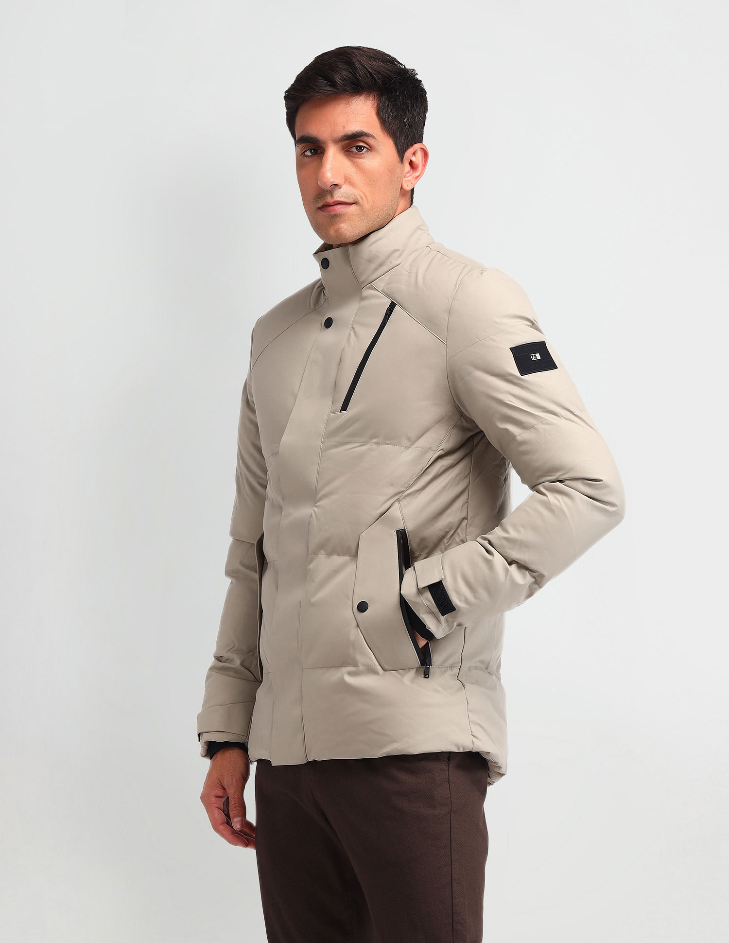 Arrow Sport Colour Blocked Regular Fit Quilted Jacket