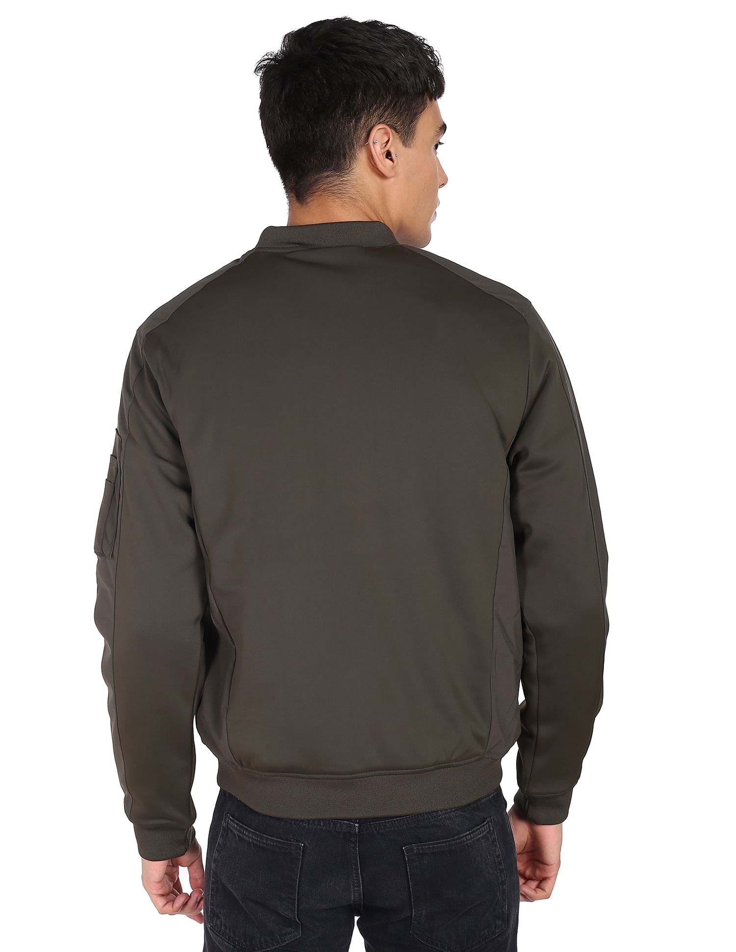 Buy Flying Machine Stand Collar Solid Bomber Jacket NNNOW