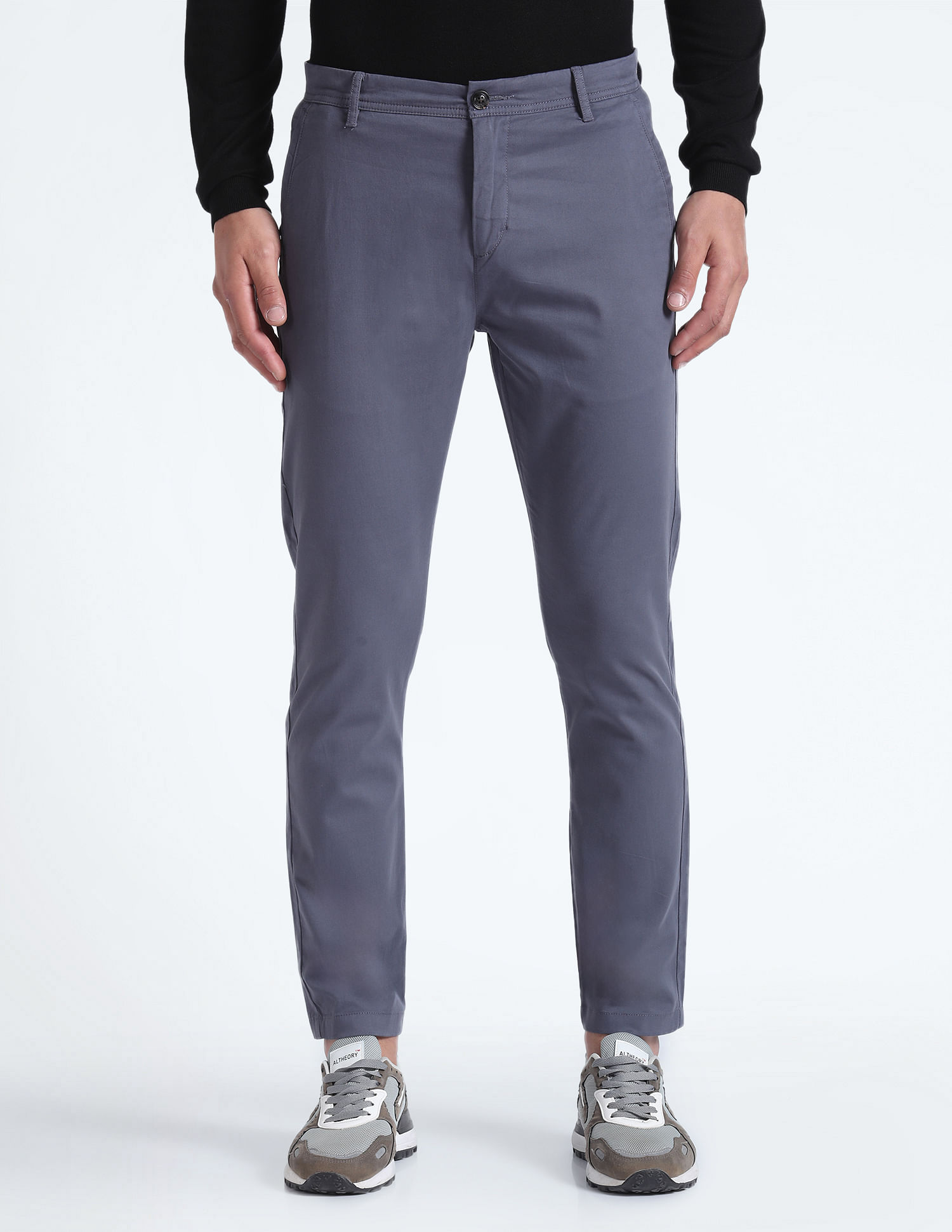 Flying Machine Slash Slim Tapered Fit Solid Trousers