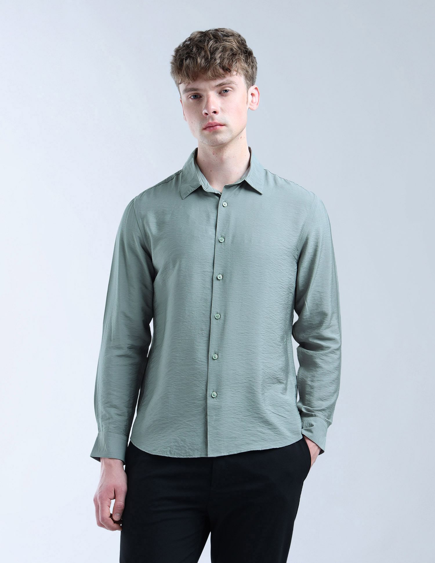 Flying Machine Solid Regular Fit Digitopia Shirt