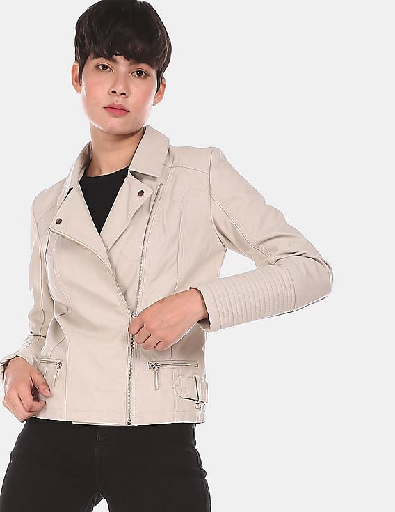 U.S. Polo Assn. Women Asymmetric Zipper Solid Biker Jacket