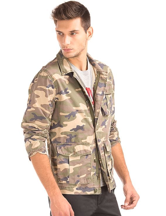 shirt dark green camo jacket