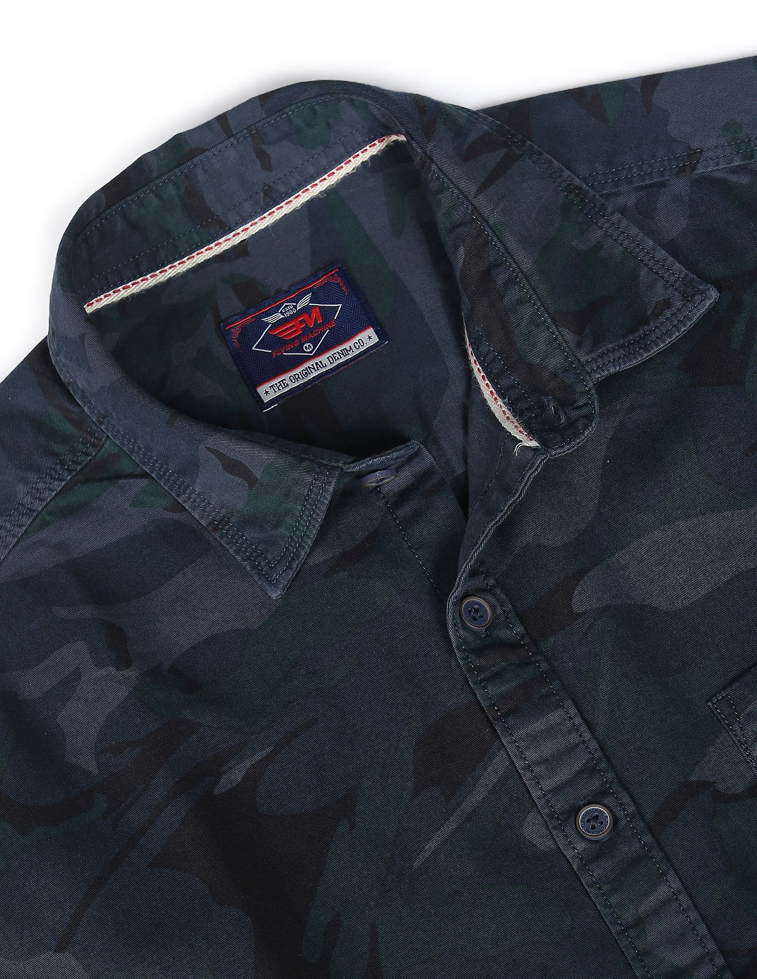 Flying Machine Twill Weave Camouflage Print Shirt